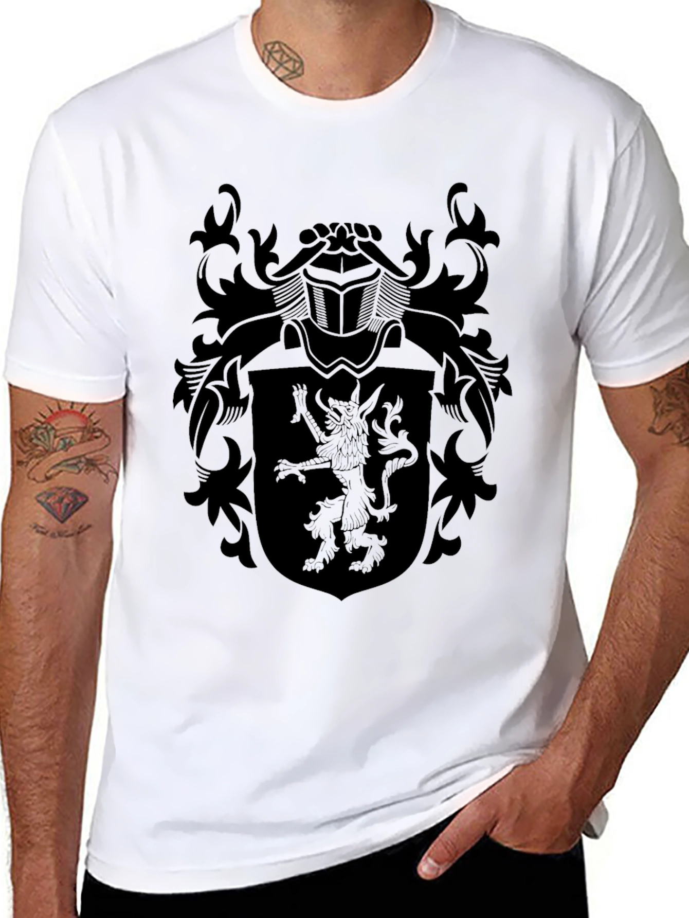 Black Heraldic Lion Crest T-Shirt
