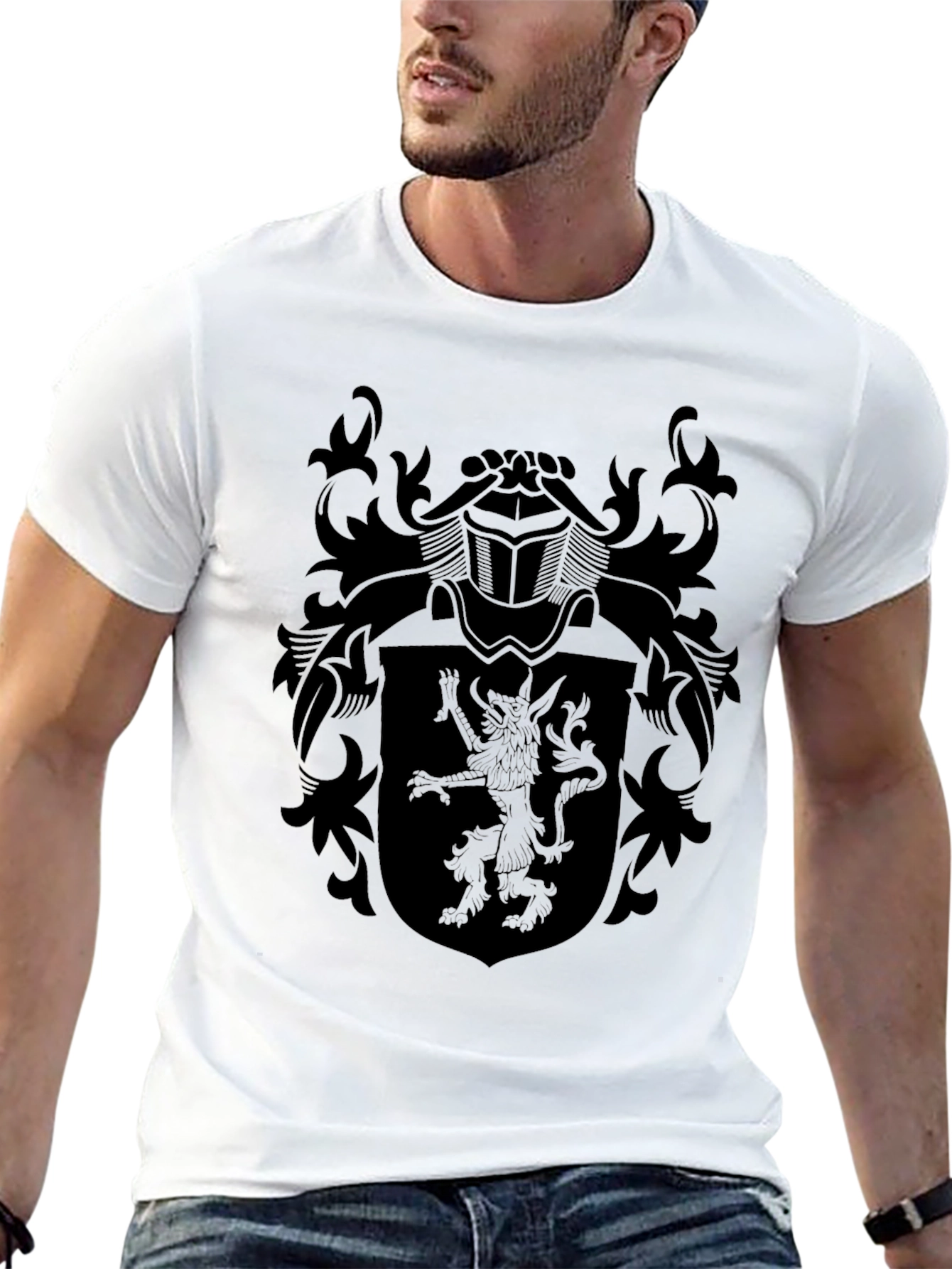 Black Heraldic Lion Crest T-Shirt