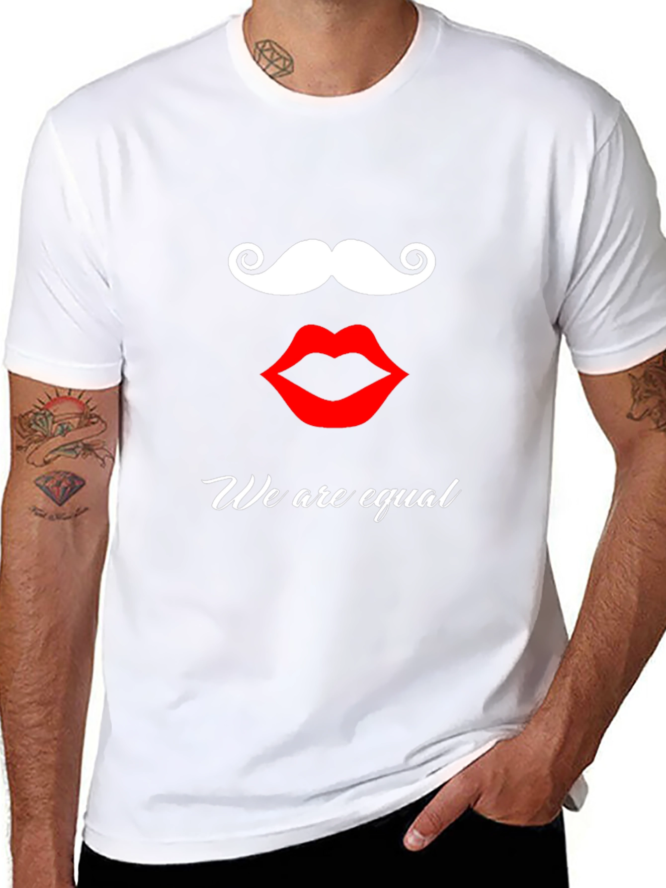 Equality Graphic Tee - Moustache and Lips Design