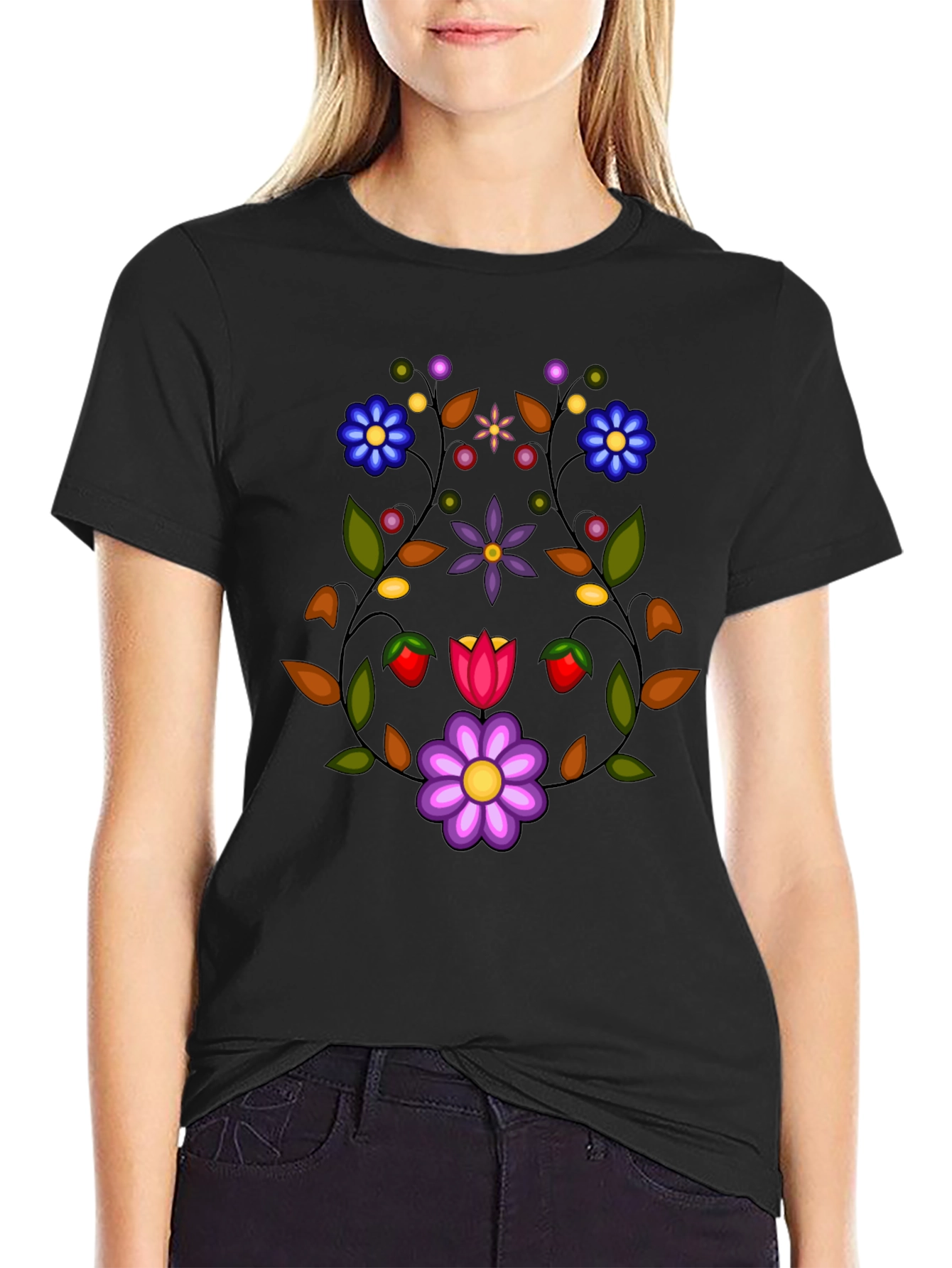Floral Black T-Shirt
