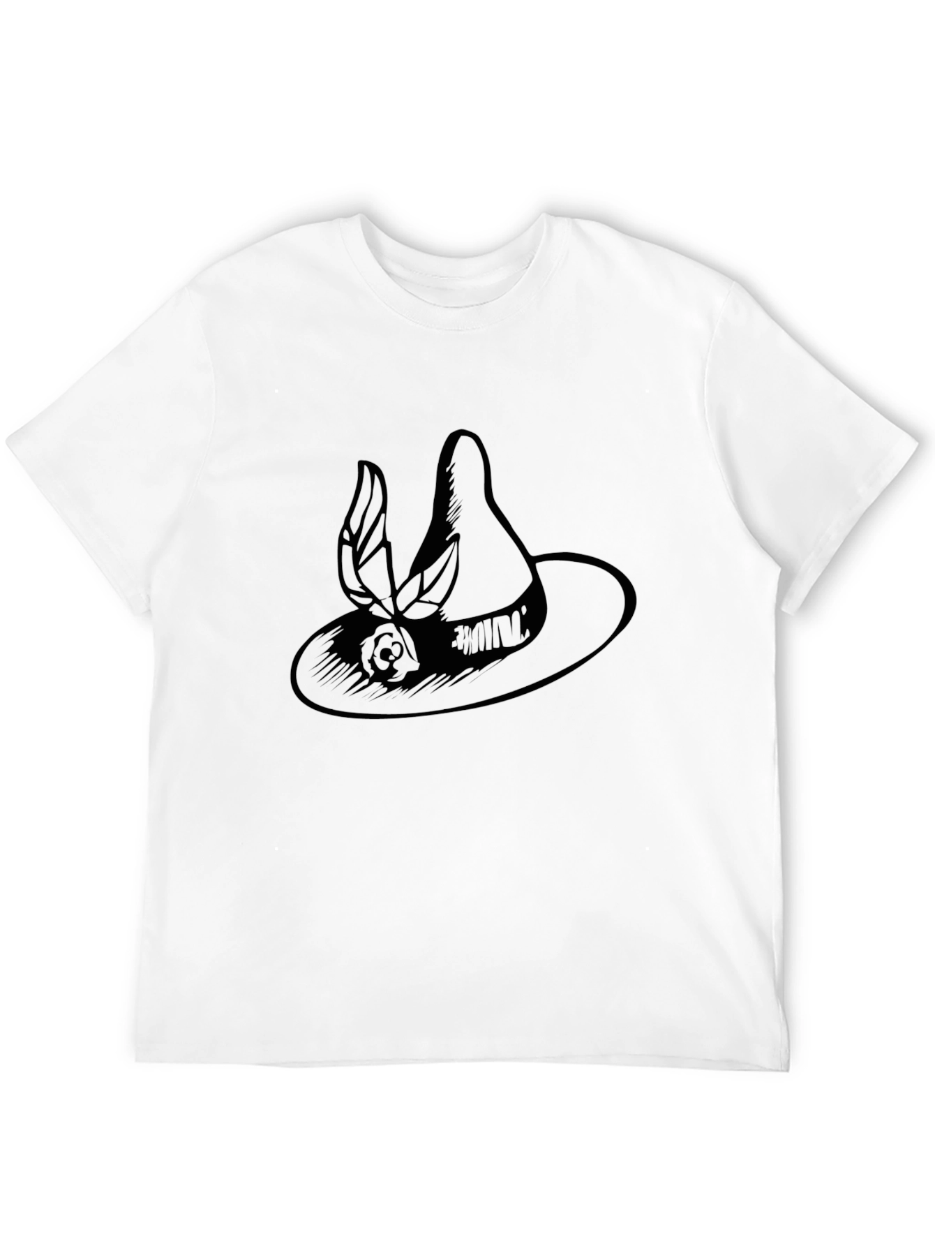 Elegant Hat Graphic Black Tee - Unisex Fashion