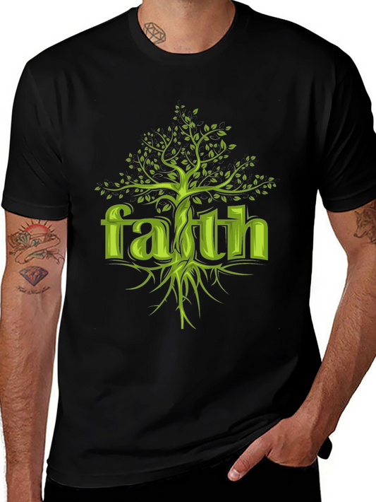 Faith Tree Graphic Tee - Unisex Black Cotton T-Shirt