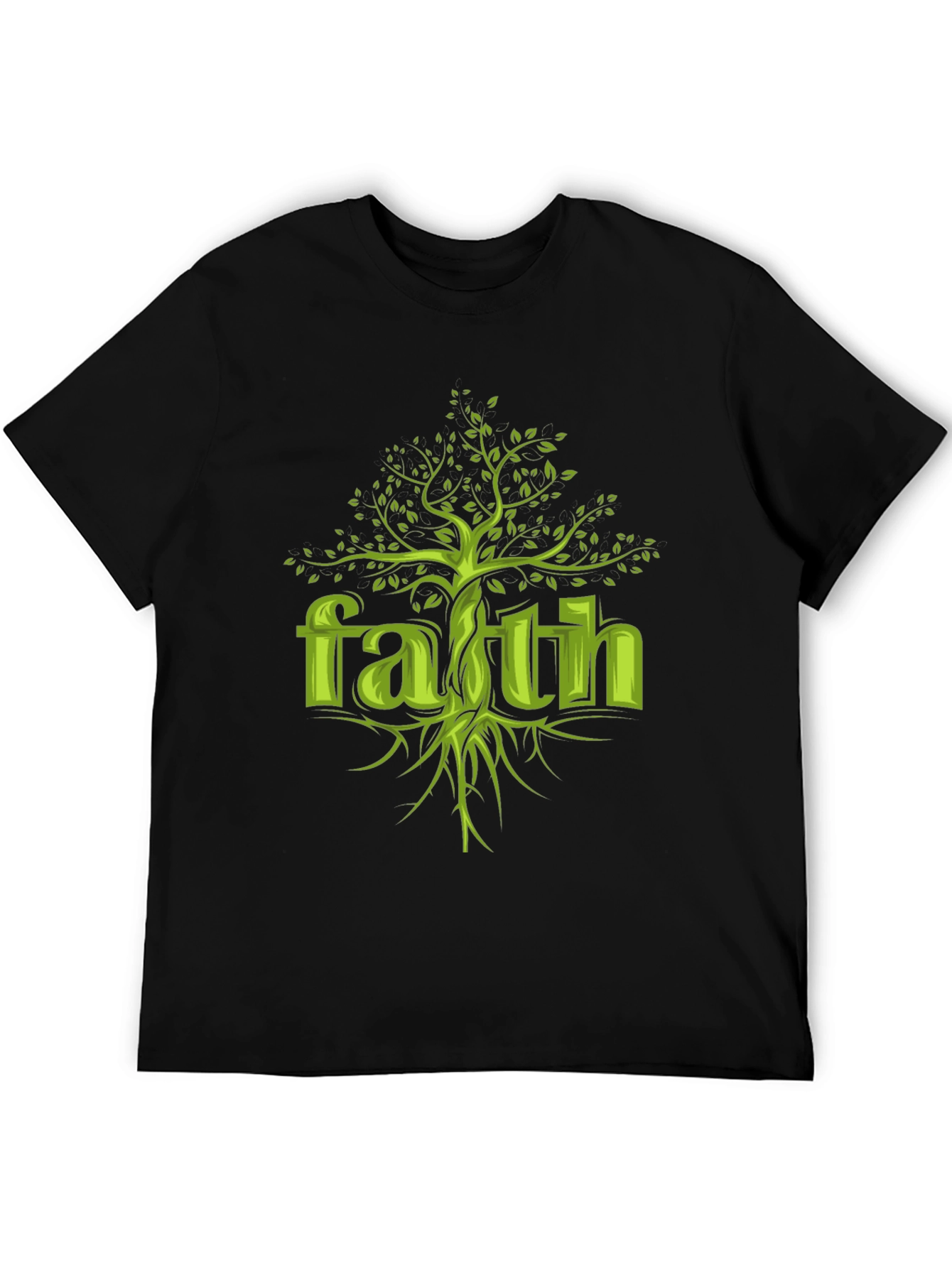 Faith Tree Graphic Tee - Unisex Black Cotton T-Shirt