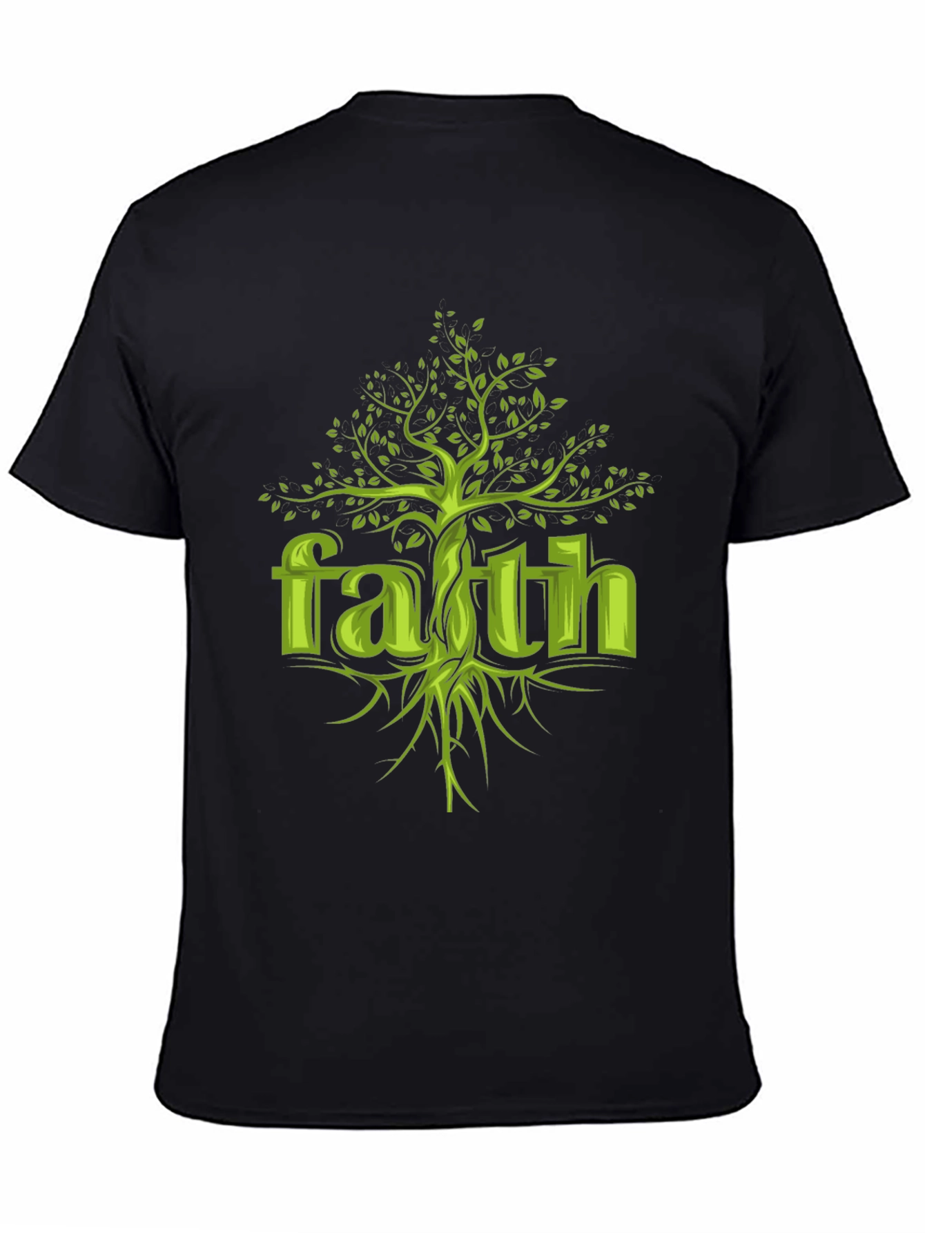 Faith Tree Graphic Tee - Unisex Black Cotton T-Shirt