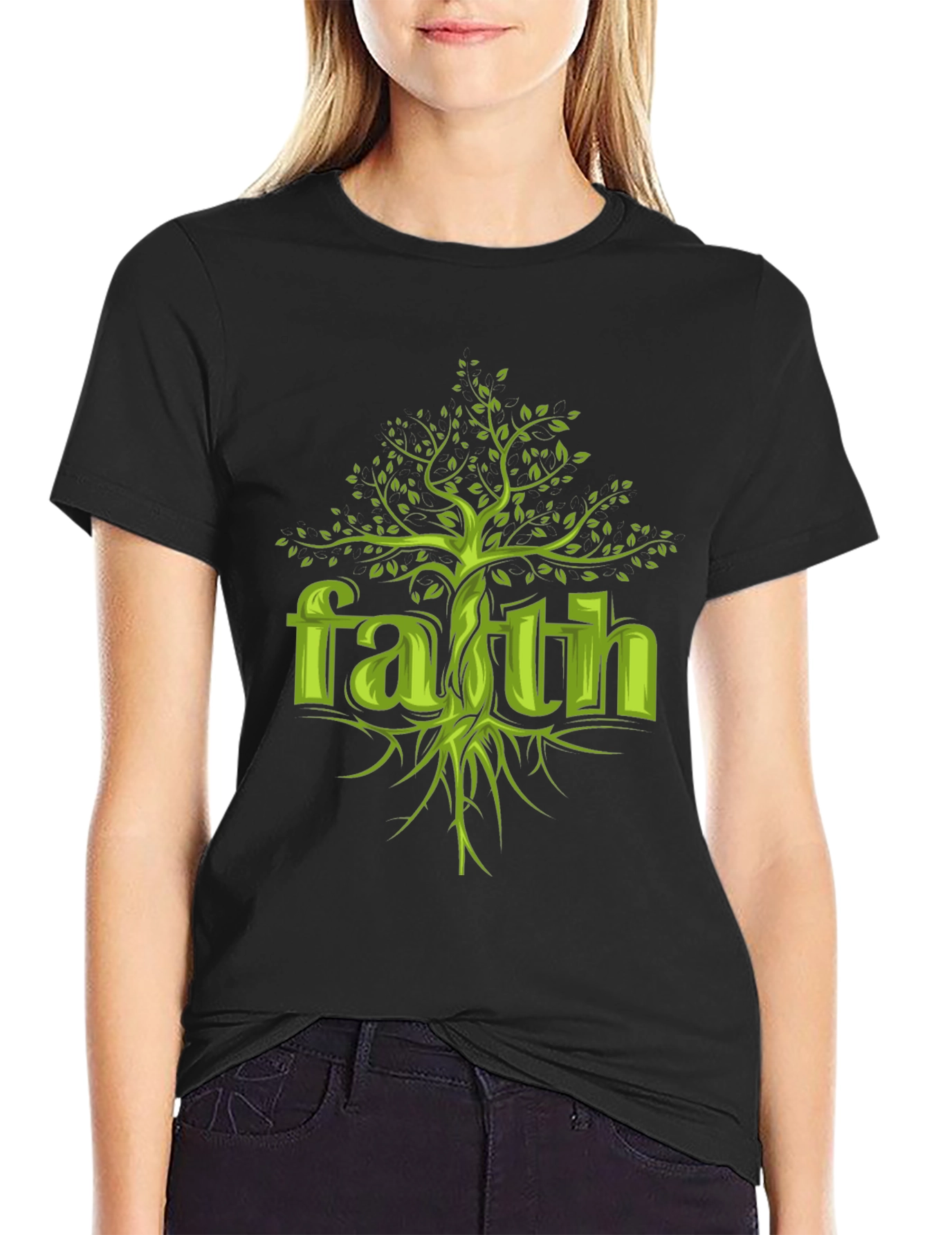 Faith Tree Graphic Tee - Unisex Black Cotton T-Shirt