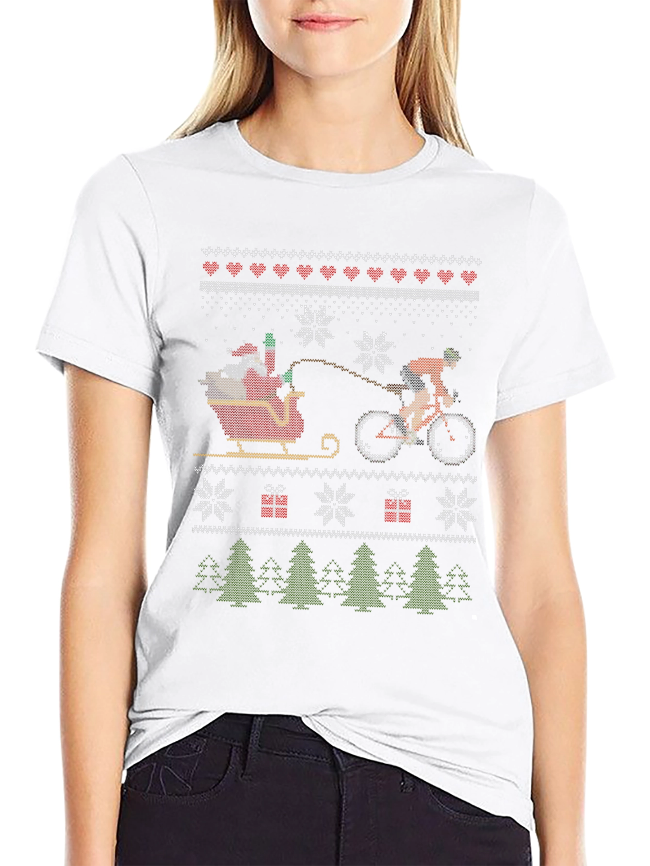 Cycling Santa Christmas T-Shirt