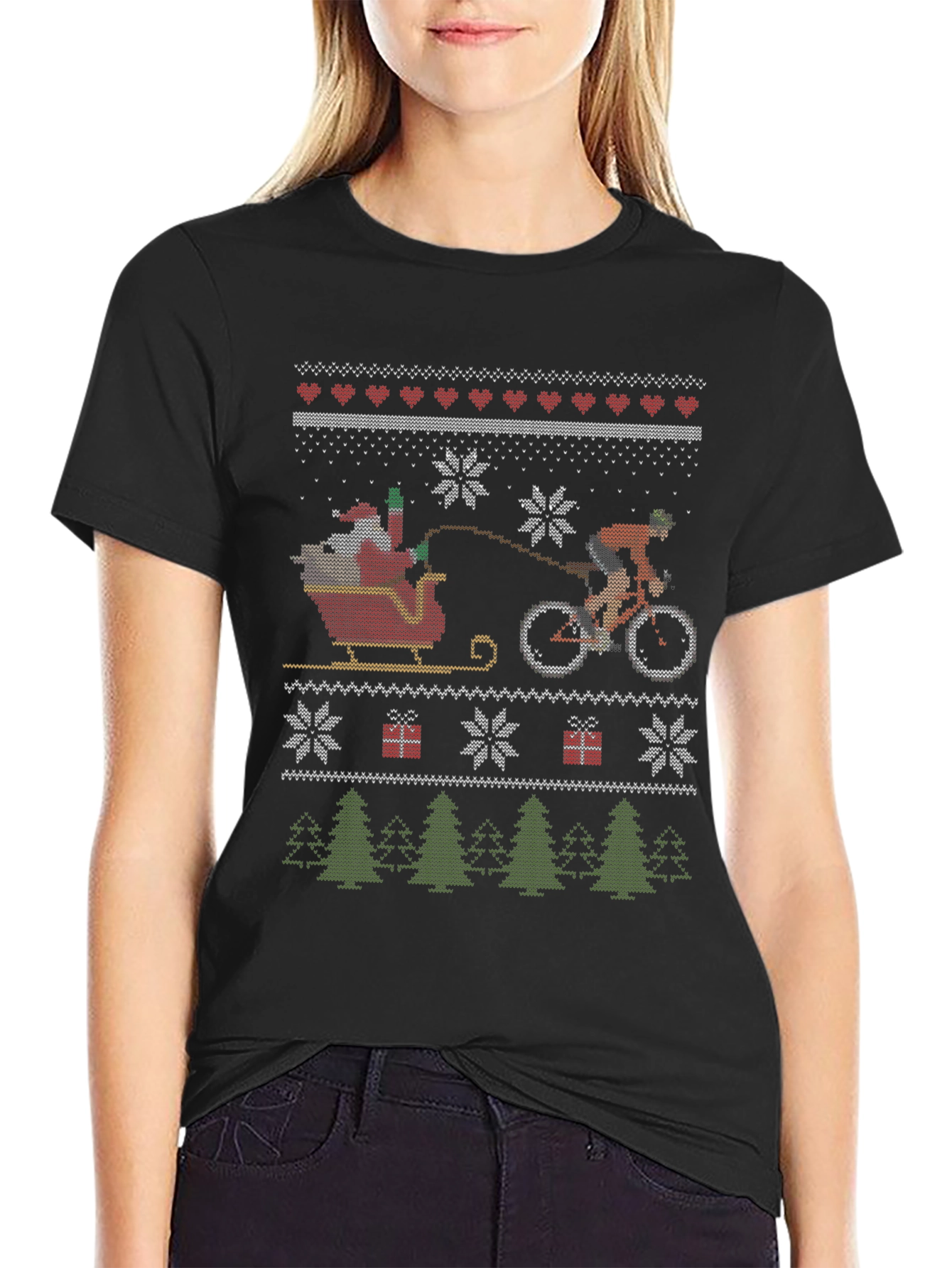Cycling Santa Christmas T-Shirt
