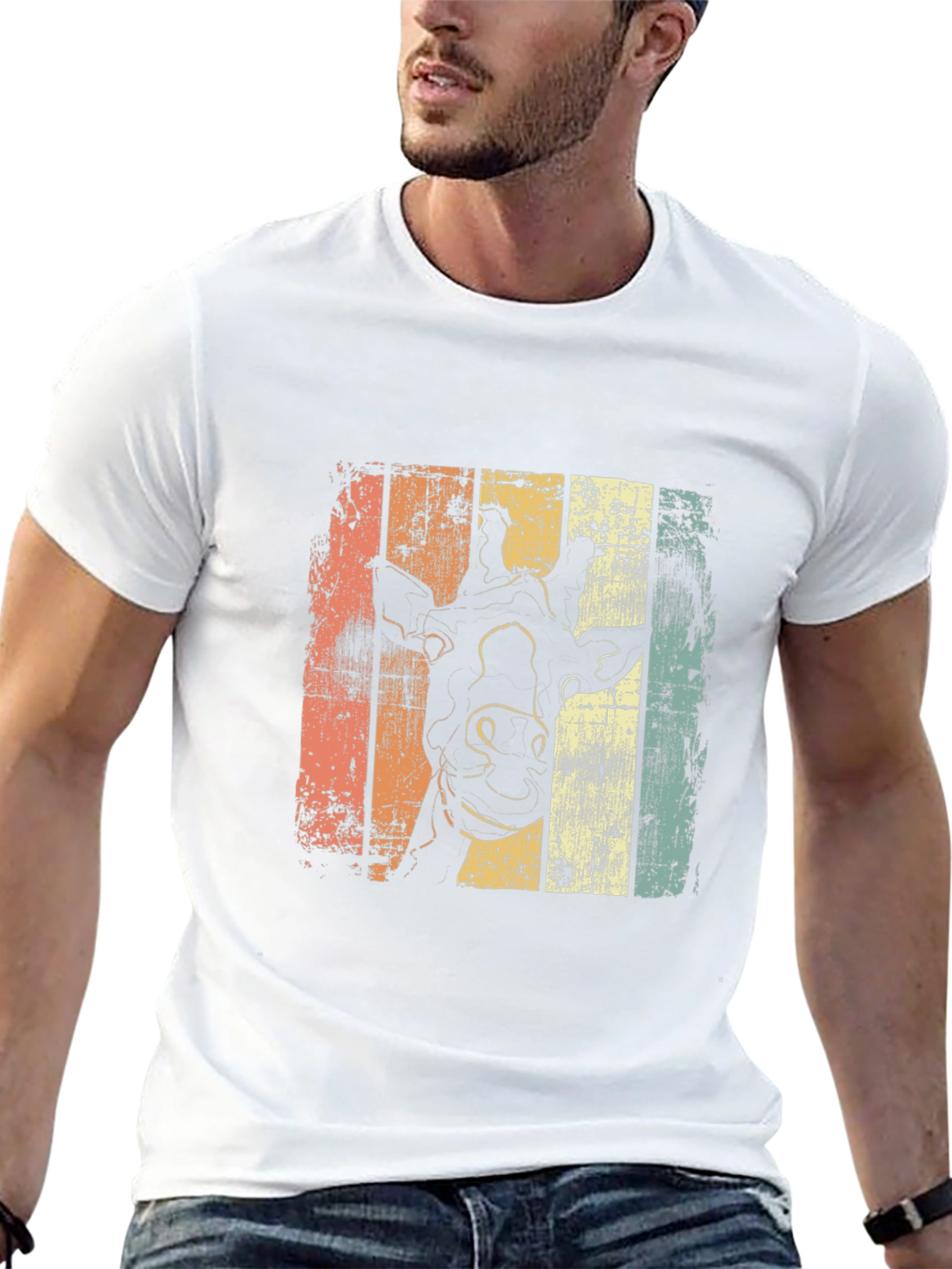Retro Giraffe Graphic Tee - Black Casual Shirt