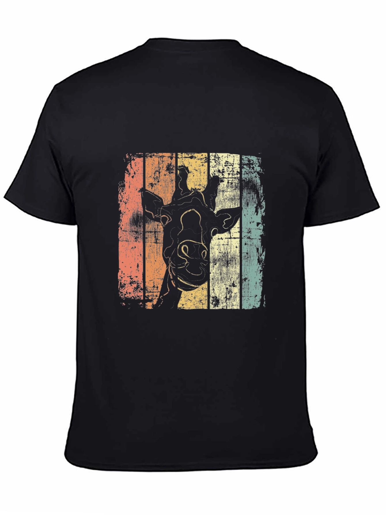 Retro Giraffe Graphic Tee - Black Casual Shirt