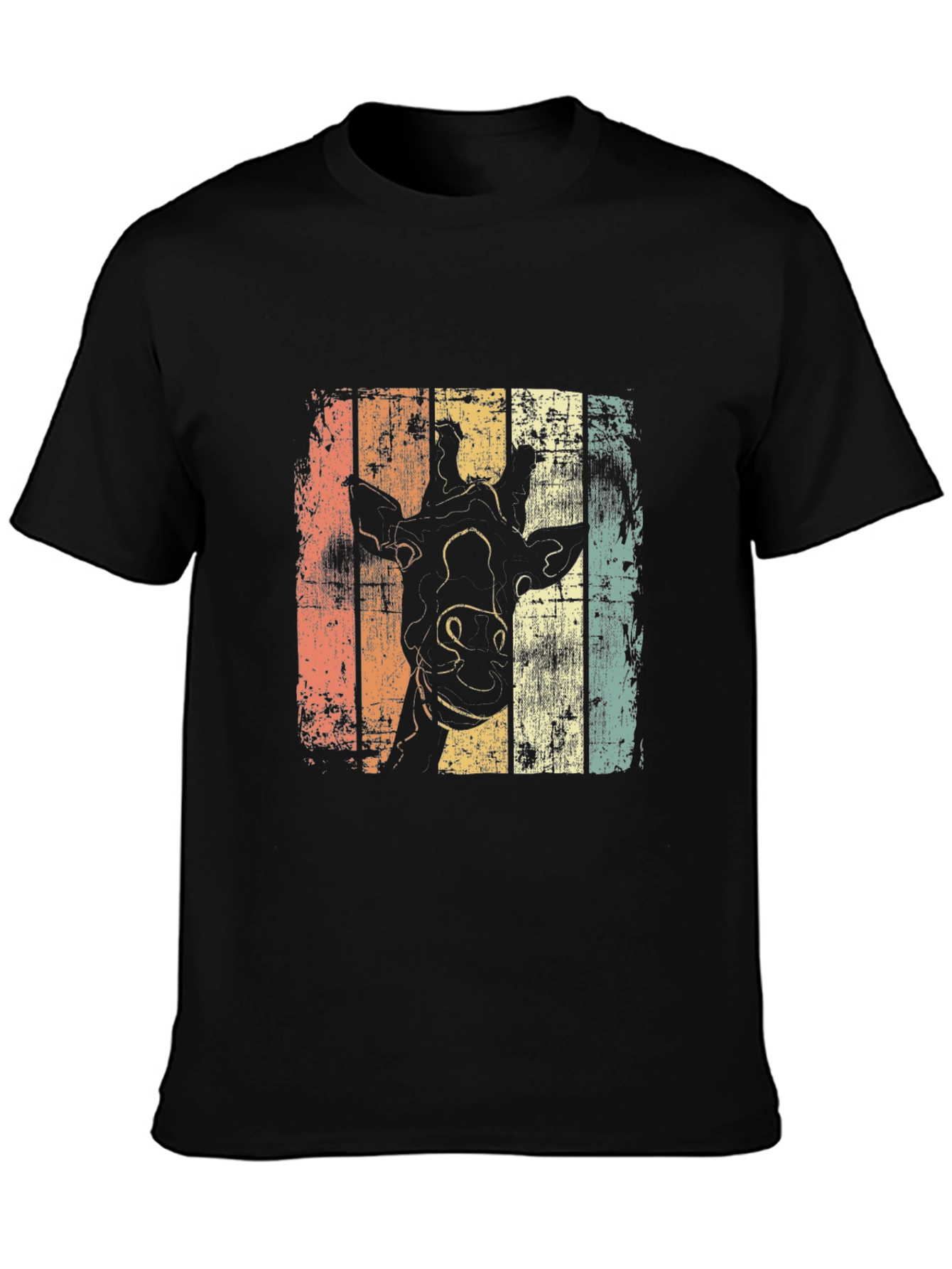 Retro Giraffe Graphic Tee - Black Casual Shirt