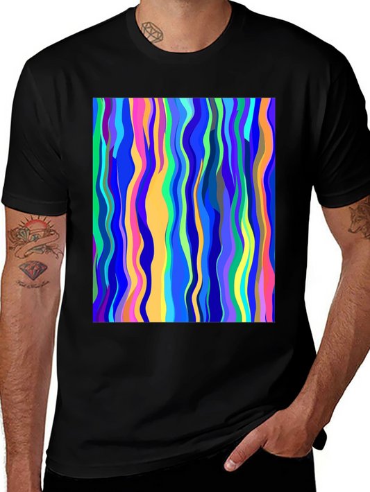 Abstract Art Wavy Lines Graphic Tee - Modern Design