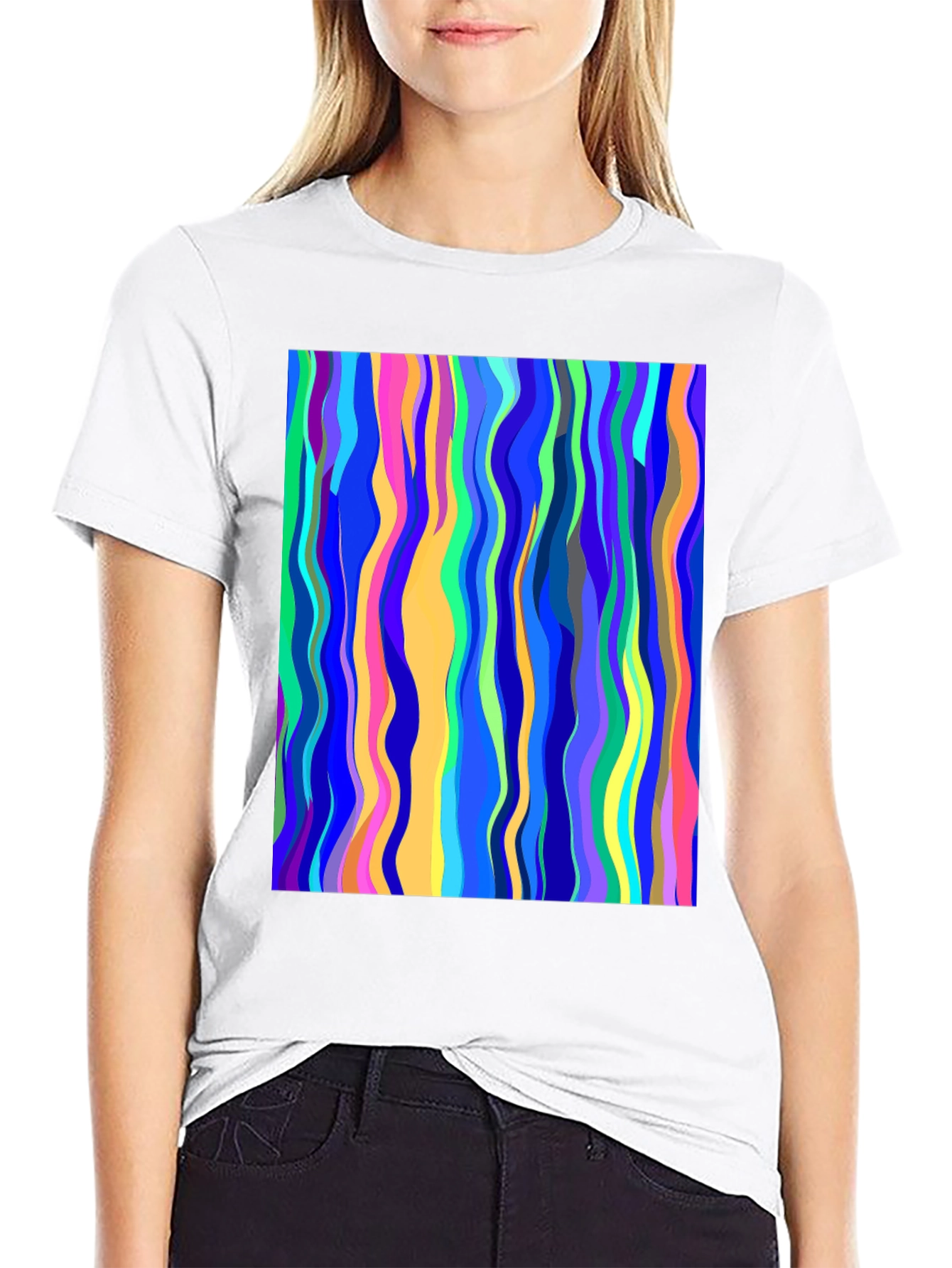 Abstract Art Wavy Lines Graphic Tee - Modern Design