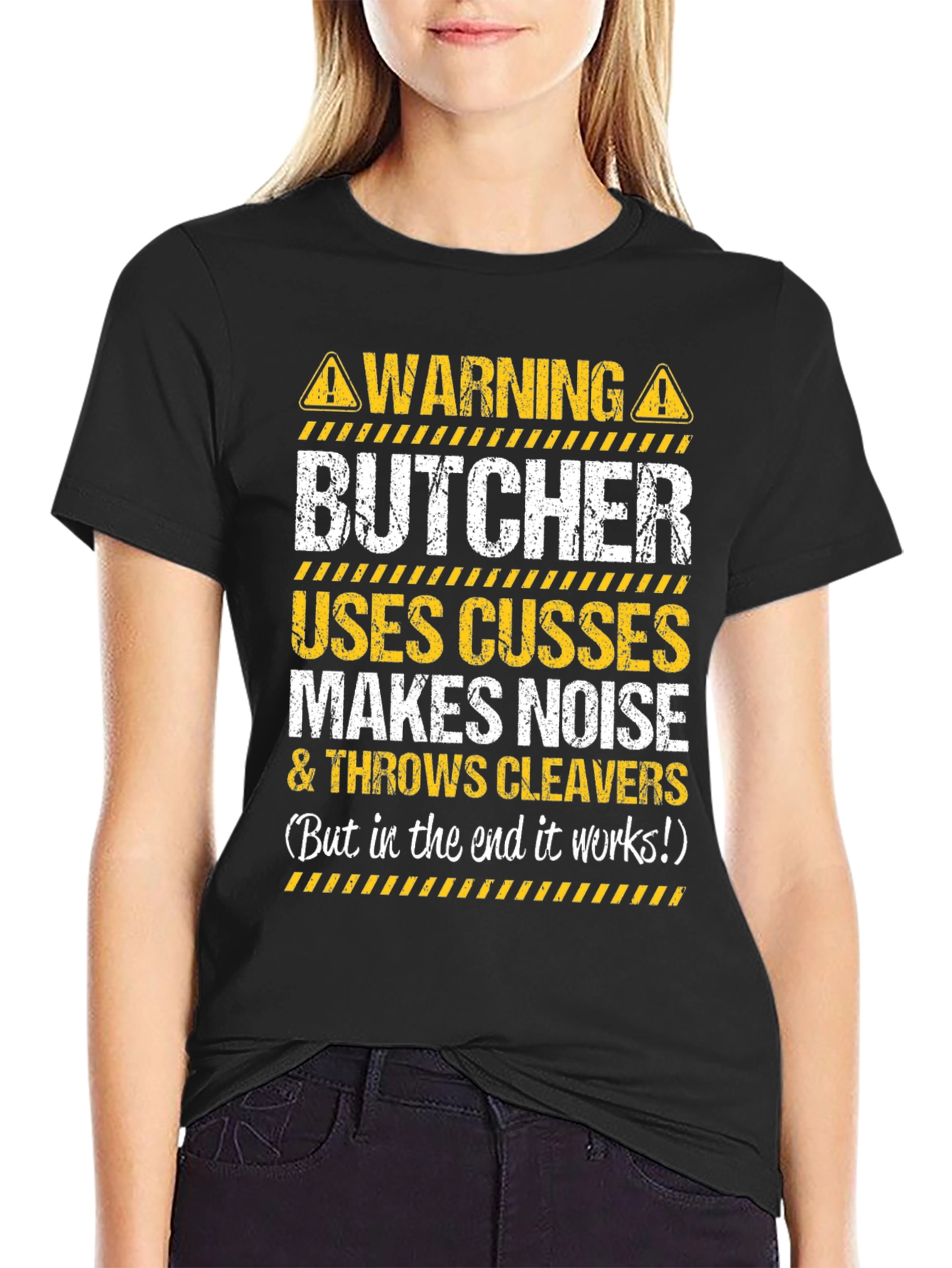 Warning Butcher Graphic T-Shirt - Funny Meat Cutter Tee