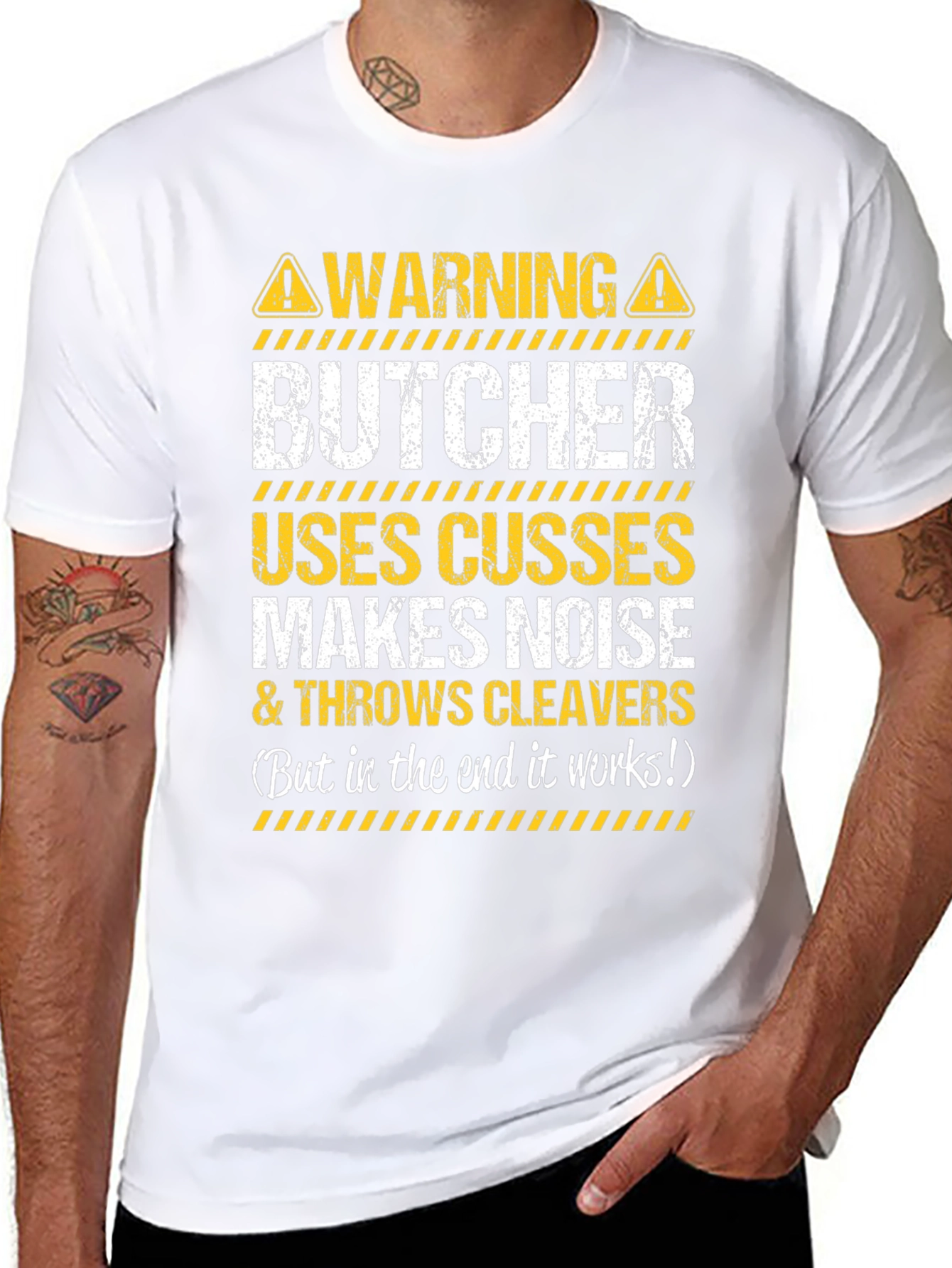 Warning Butcher Graphic T-Shirt - Funny Meat Cutter Tee
