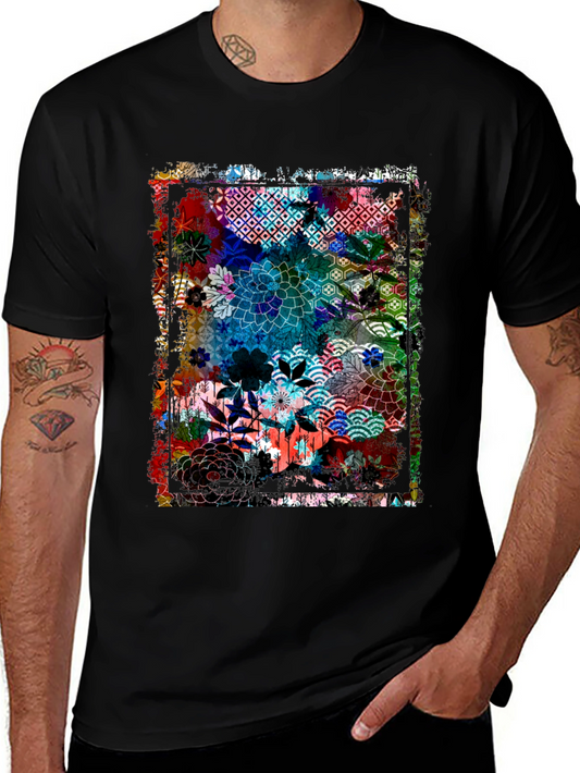 Floral Graphic Tee - Colorful Artistic Design