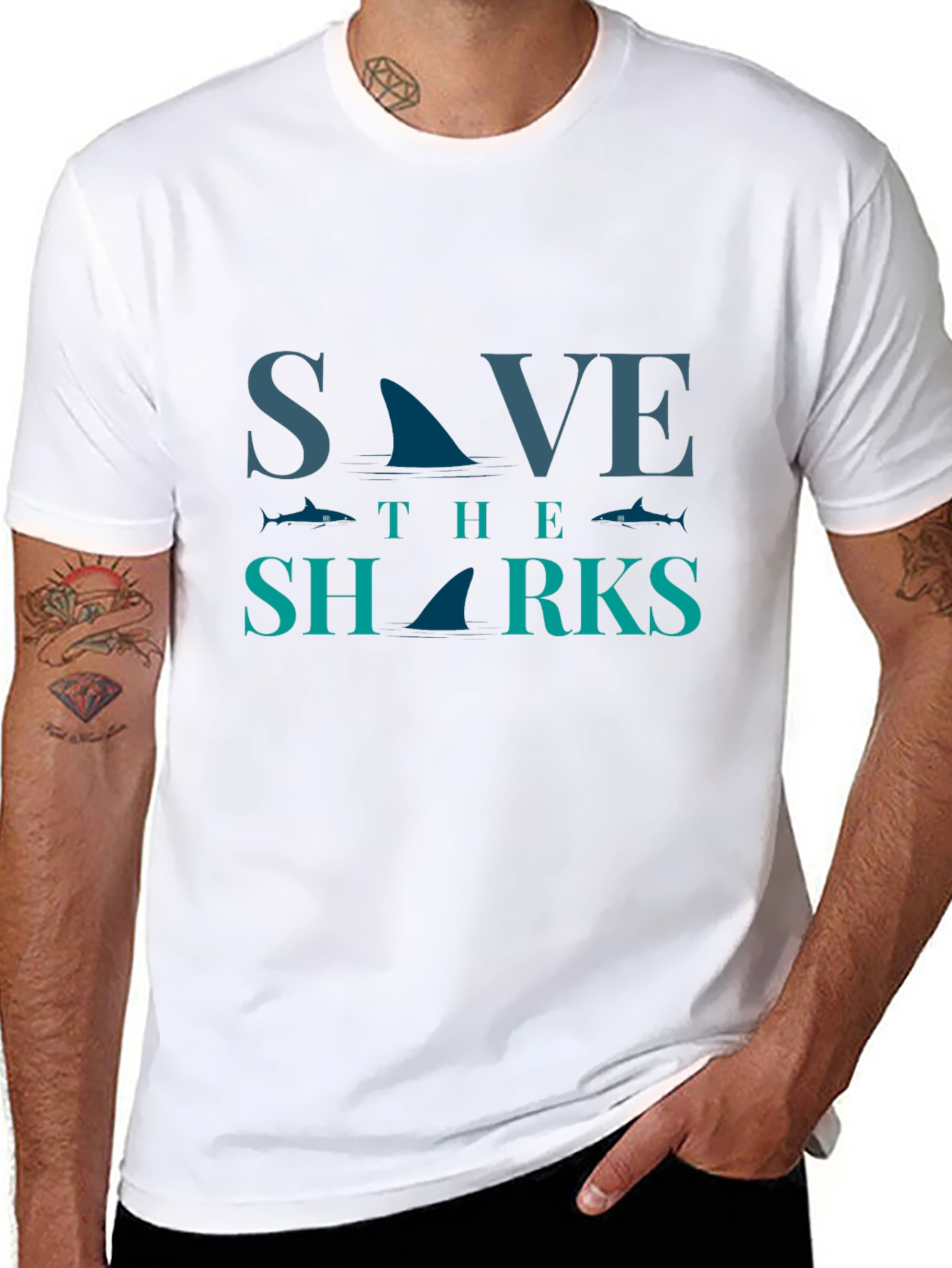 Save the Sharks Graphic Tee - Eco-Friendly Fashion