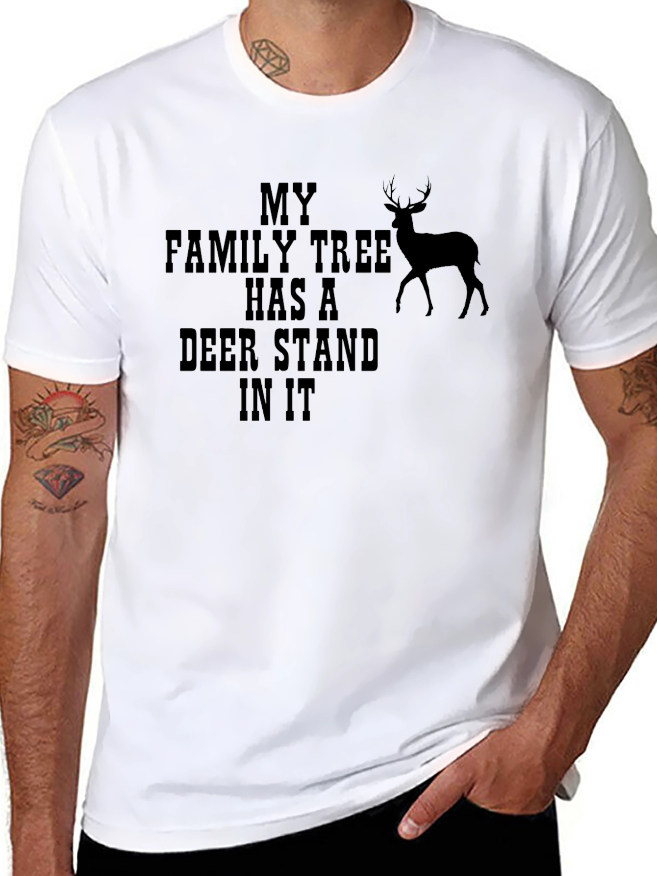 Deer Stand Family Tree Graphic Tee - Black