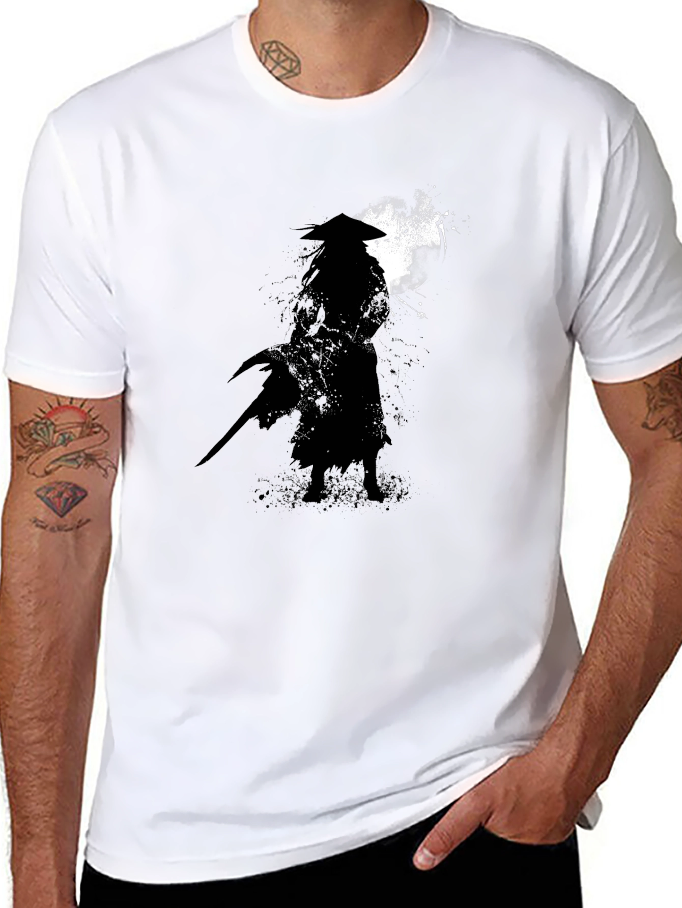 Samurai Silhouette Graphic T-Shirt - Classic Black Tee