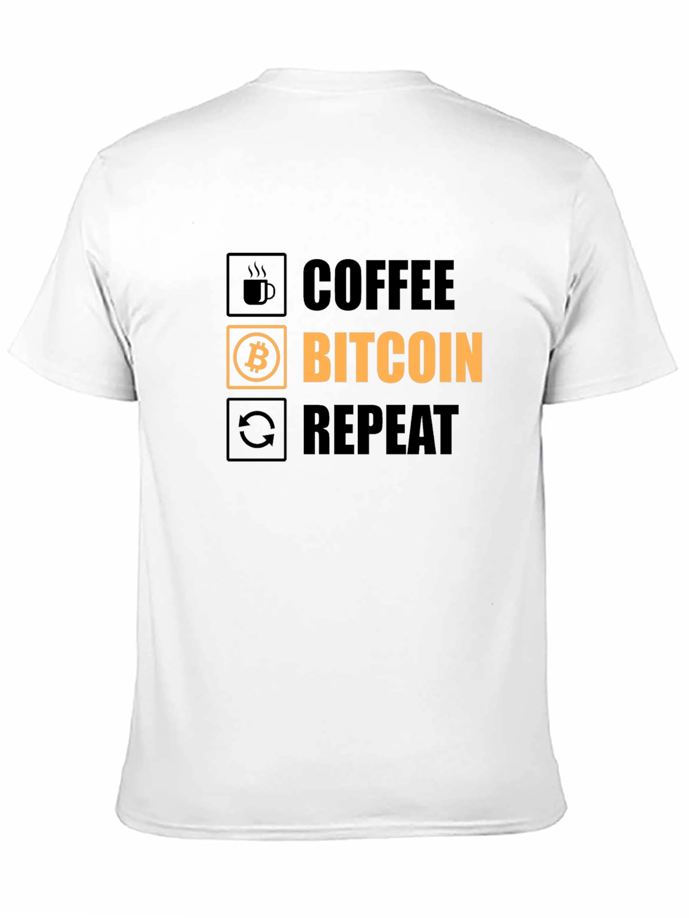 Coffee Bitcoin Repeat Graphic Tee - Crypto T-Shirt