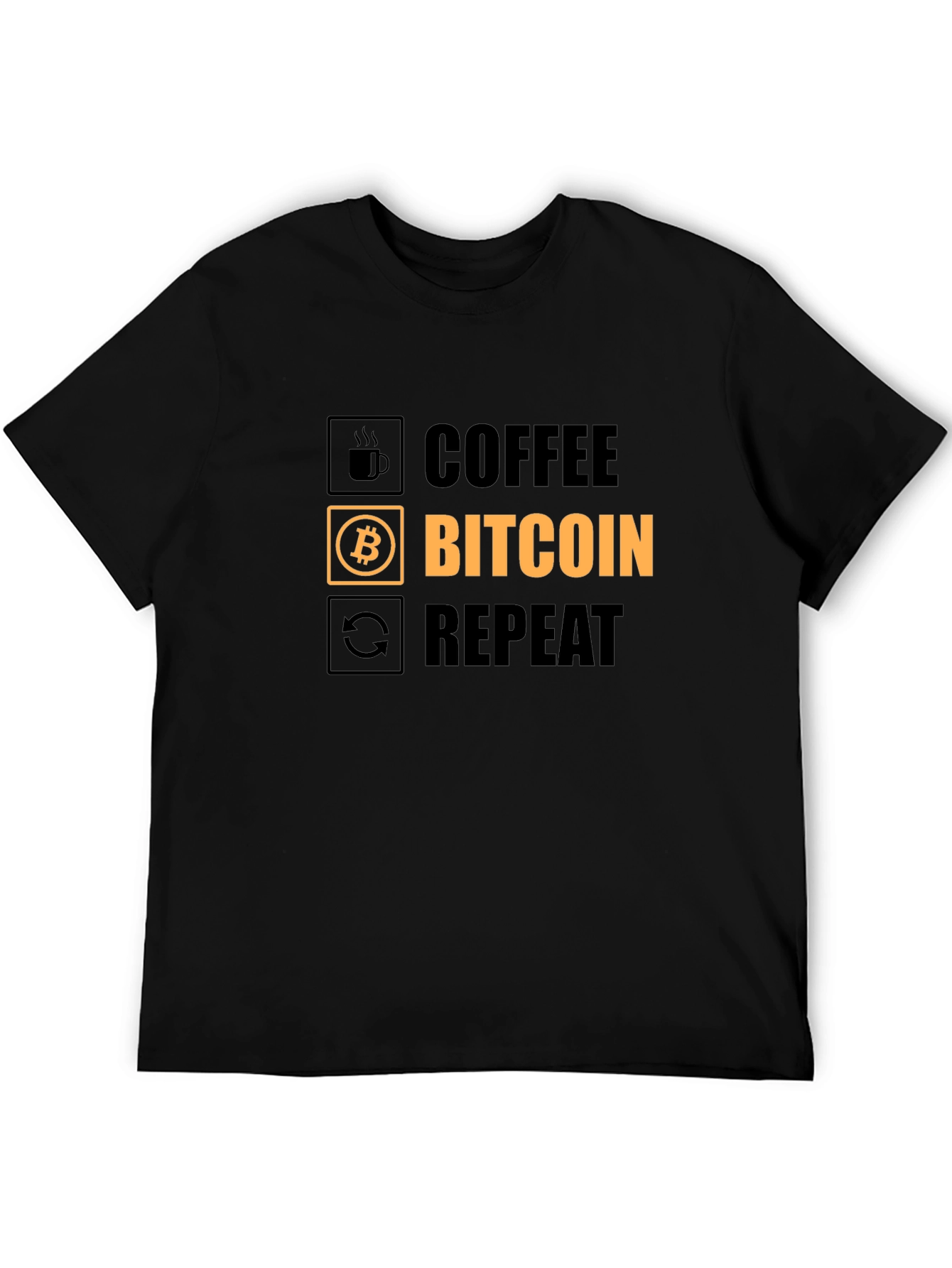 Coffee Bitcoin Repeat Graphic Tee - Crypto T-Shirt
