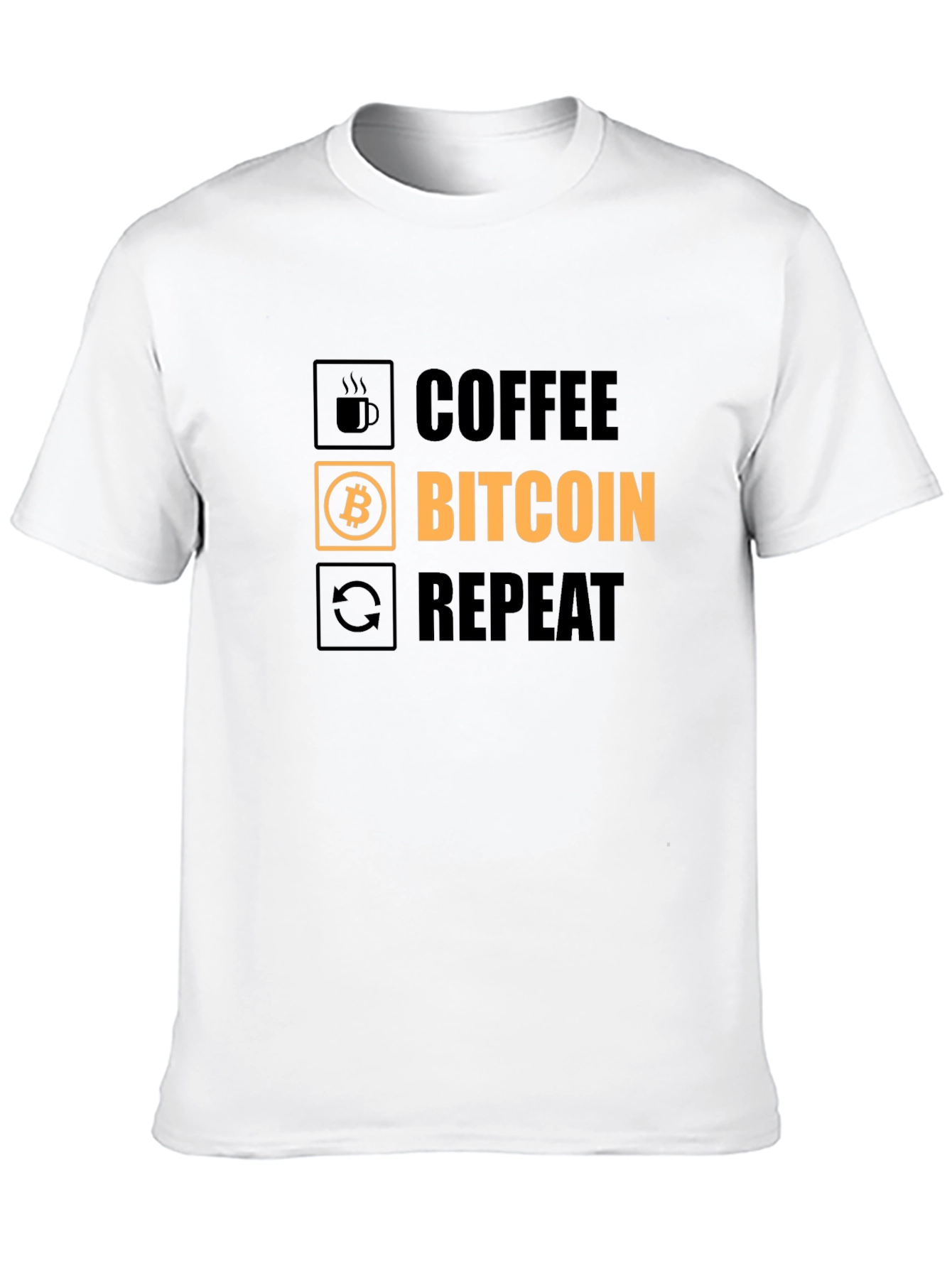 Coffee Bitcoin Repeat Graphic Tee - Crypto T-Shirt