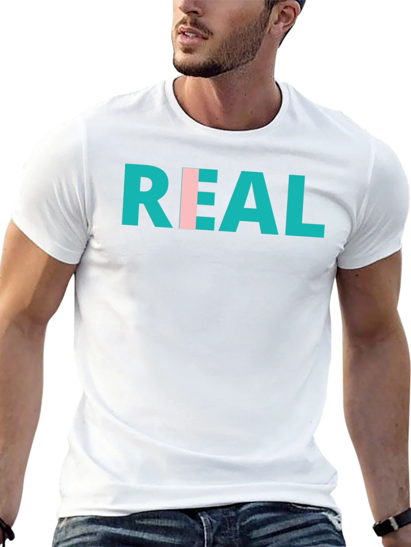 REAL Graphic Print Crew Neck T-Shirt