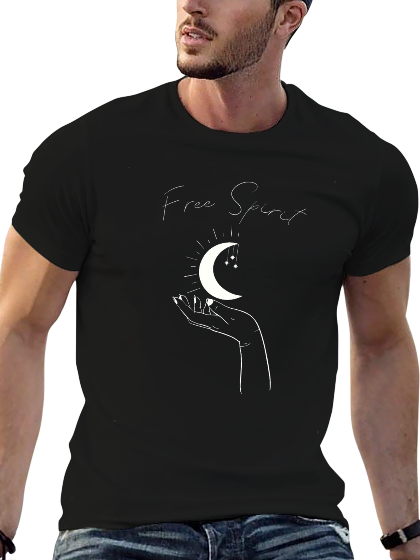 Free Spirit Graphic Tee - Stylish Moon Design