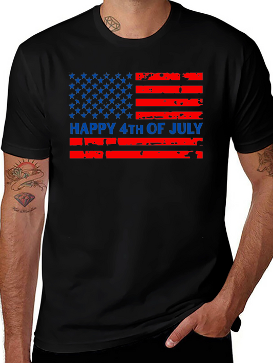 Happy 4th of July American Flag Graphic Tee