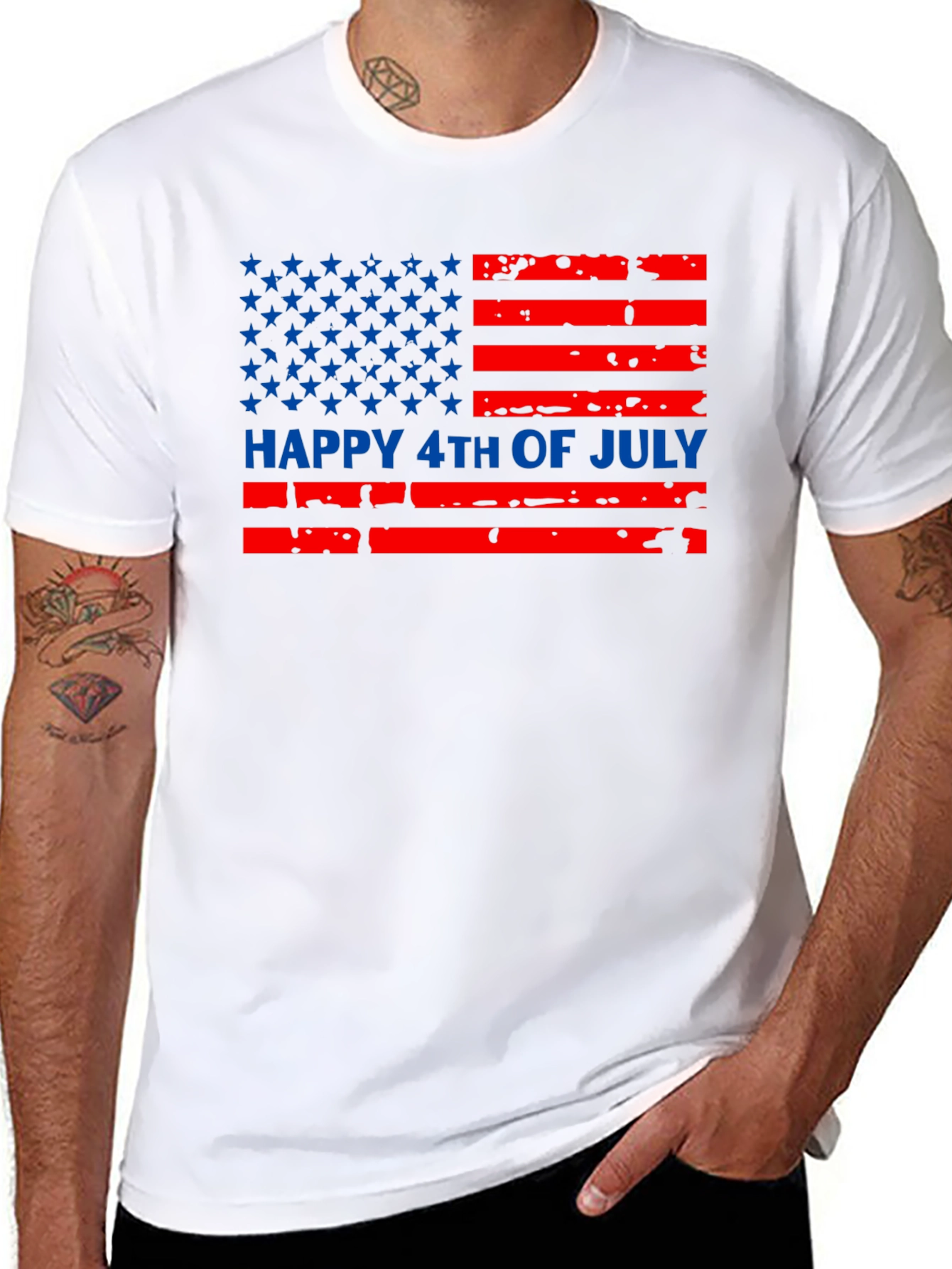 Happy 4th of July American Flag Graphic Tee