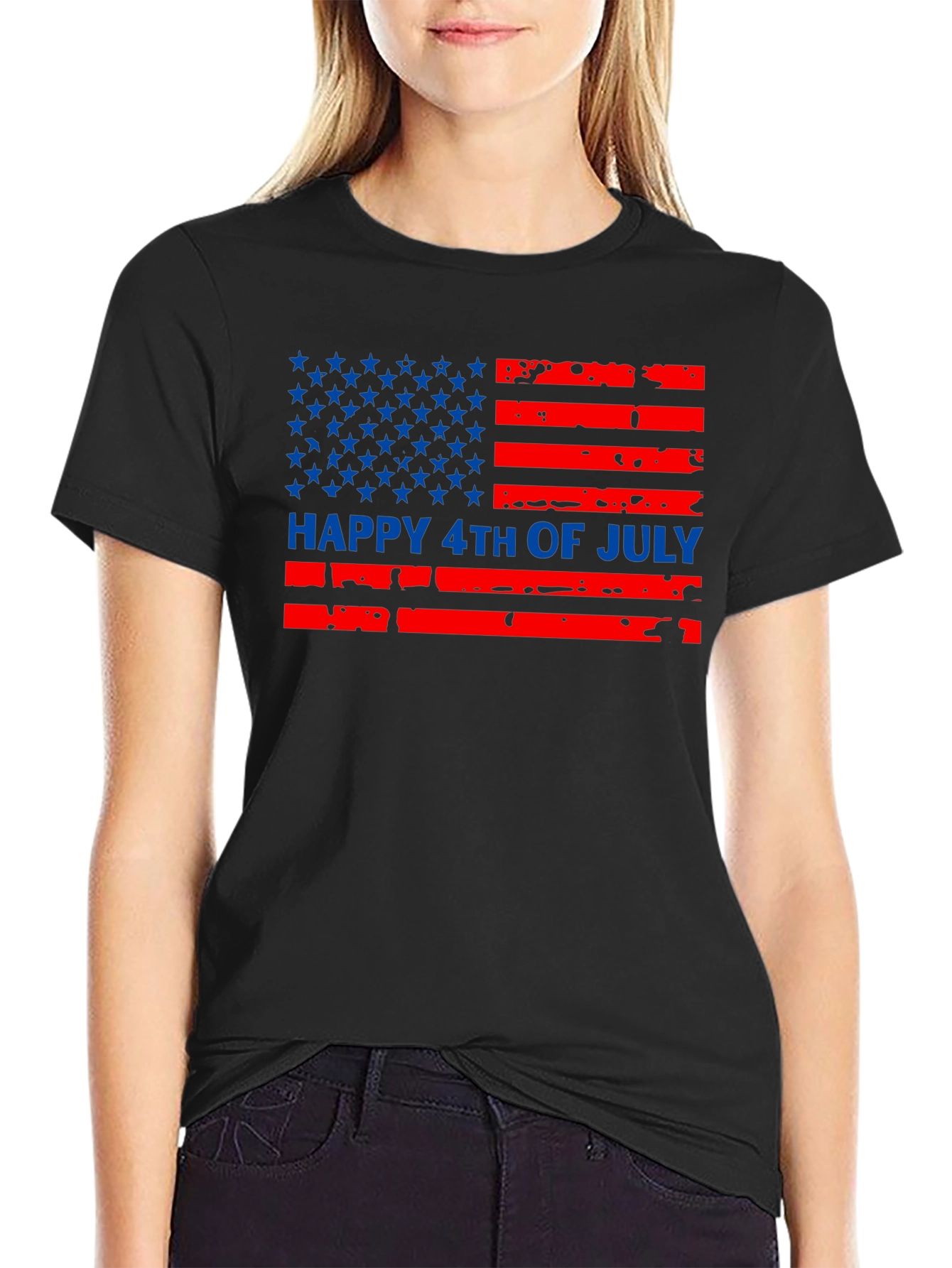 Happy 4th of July American Flag Graphic Tee