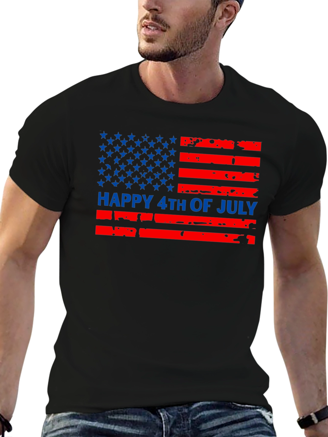 Happy 4th of July American Flag Graphic Tee