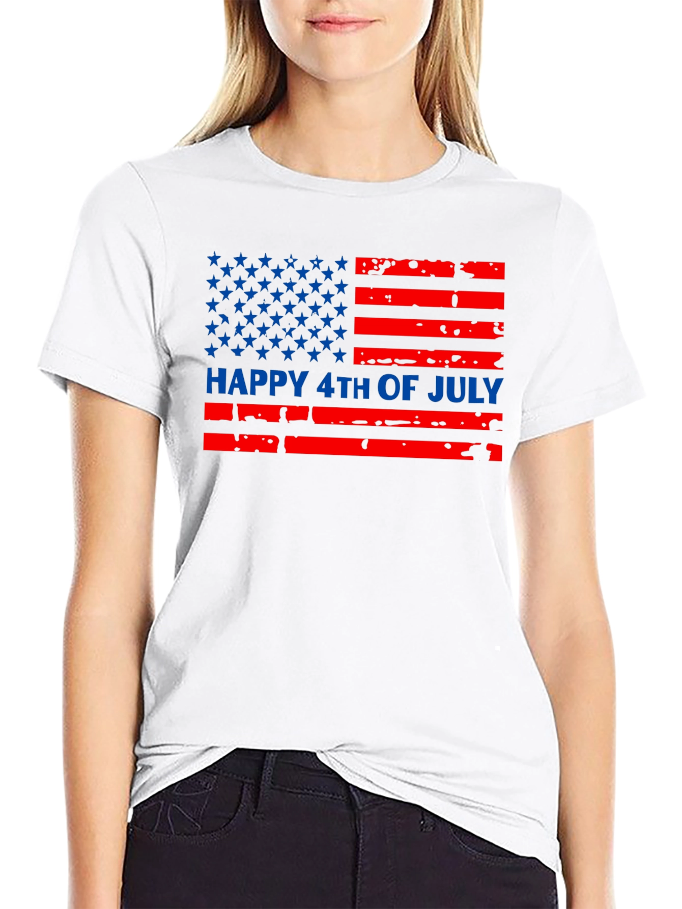 Happy 4th of July American Flag Graphic Tee