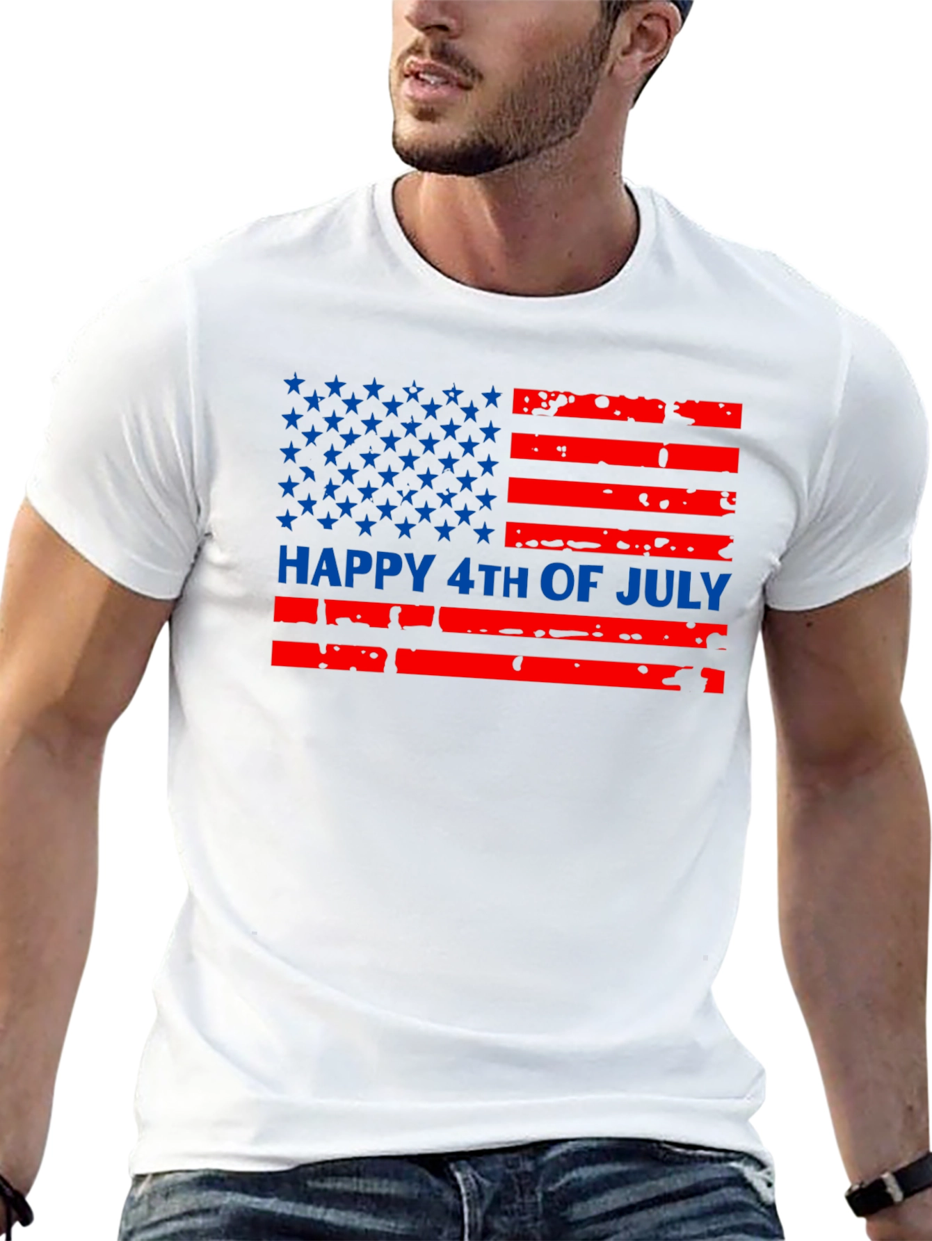 Happy 4th of July American Flag Graphic Tee