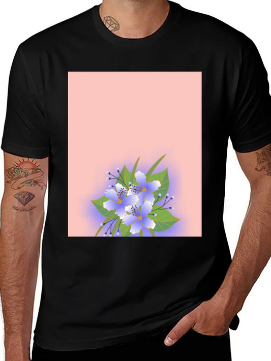 Floral Print Black Tee Shirt