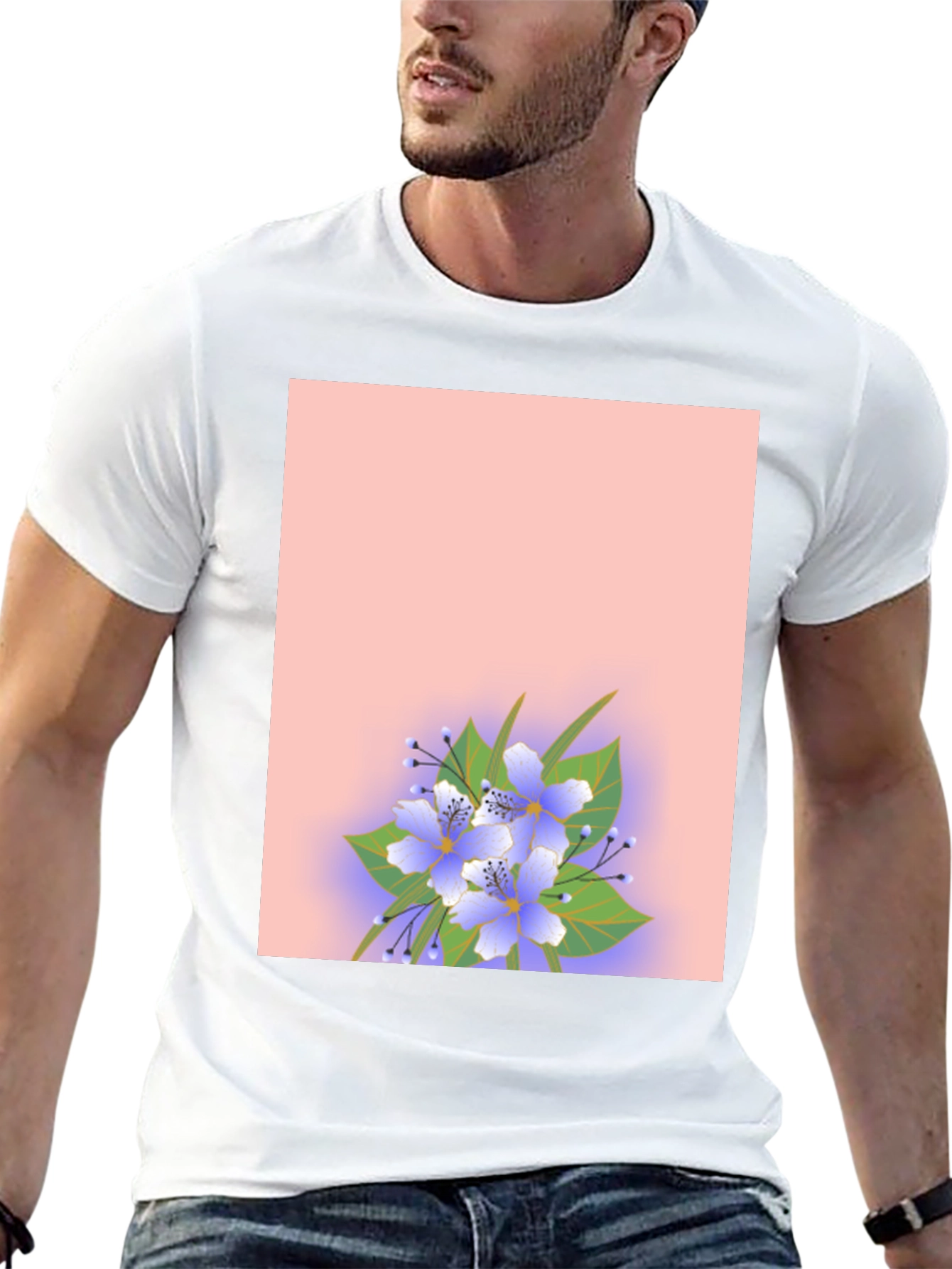 Floral Print Black Tee Shirt