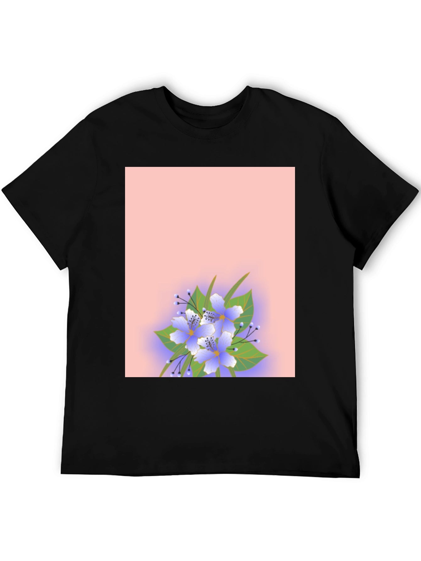 Floral Print Black Tee Shirt