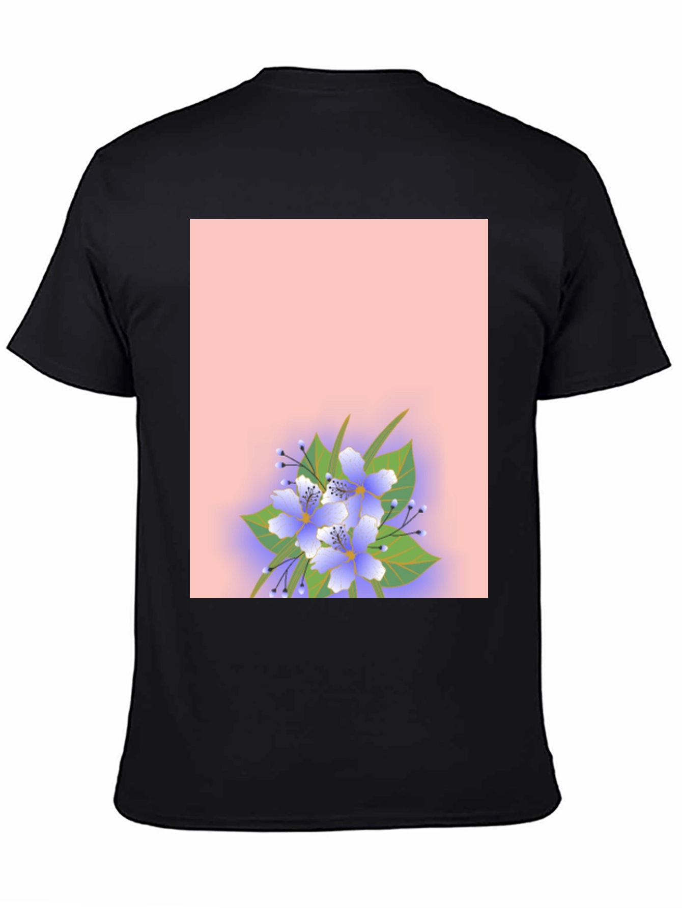 Floral Print Black Tee Shirt