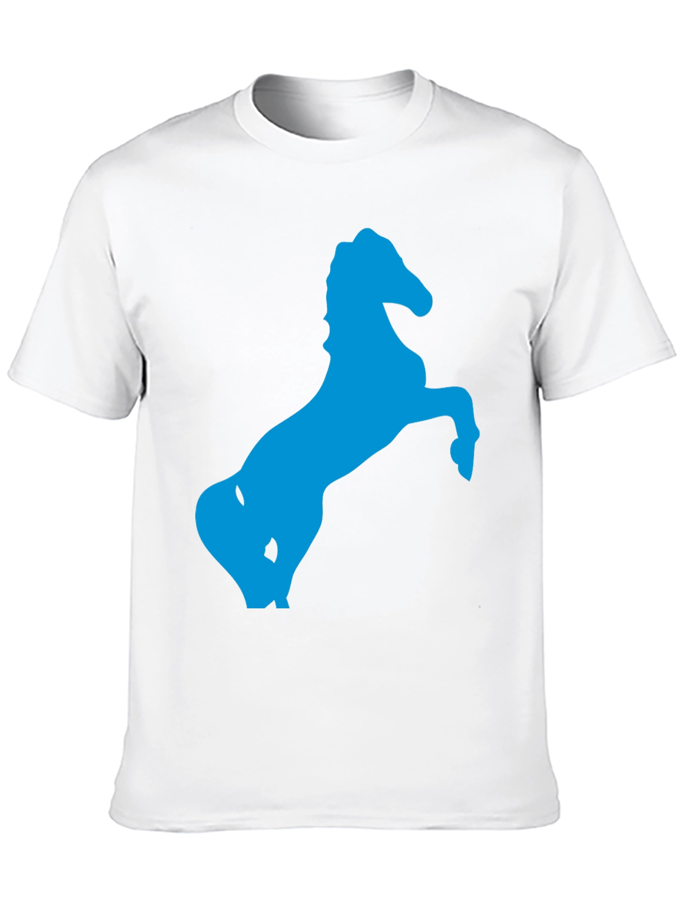 Black T-Shirt with Blue Horse Silhouette