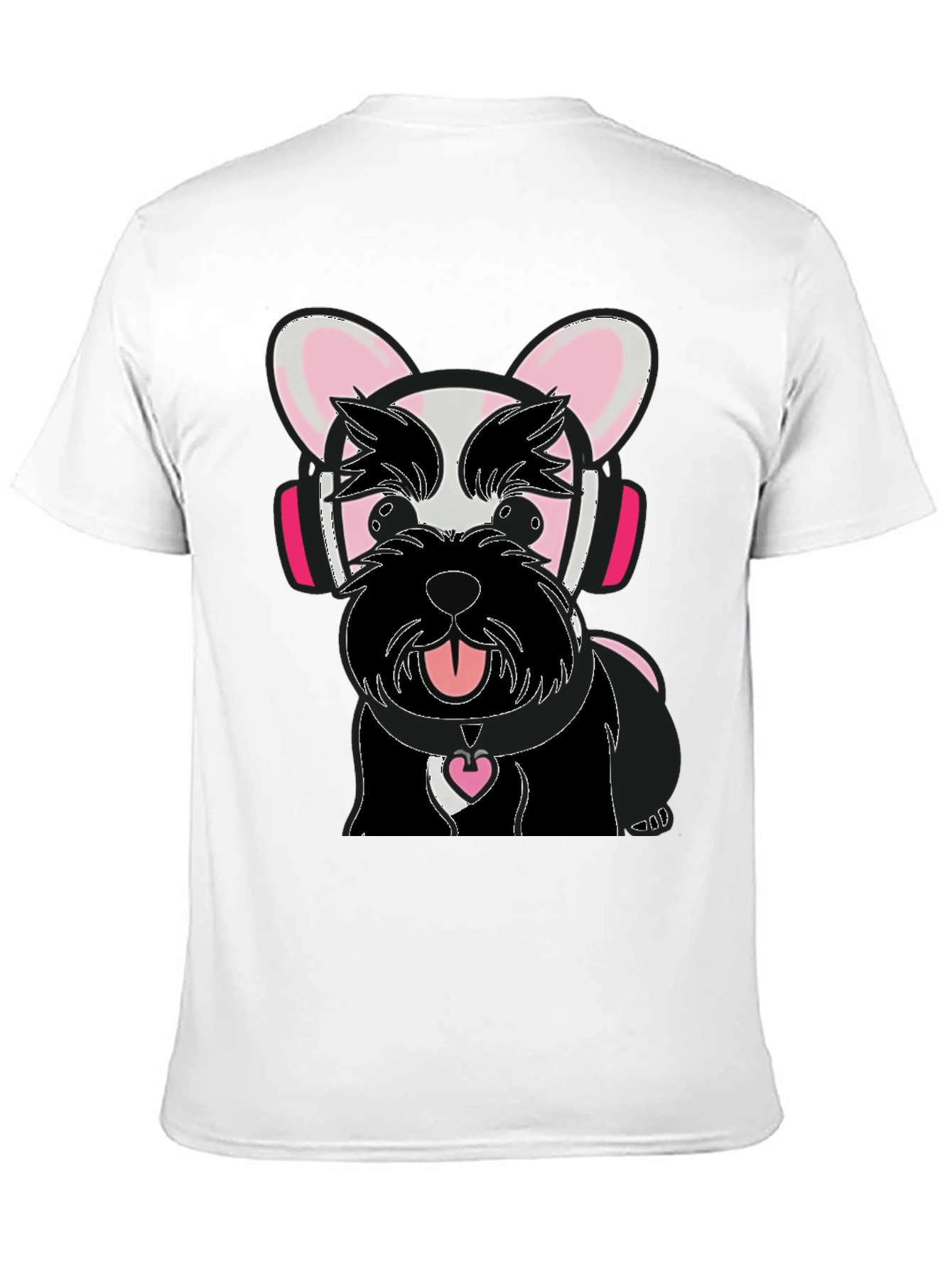 Dog with Headphones Graphic Tee - Black