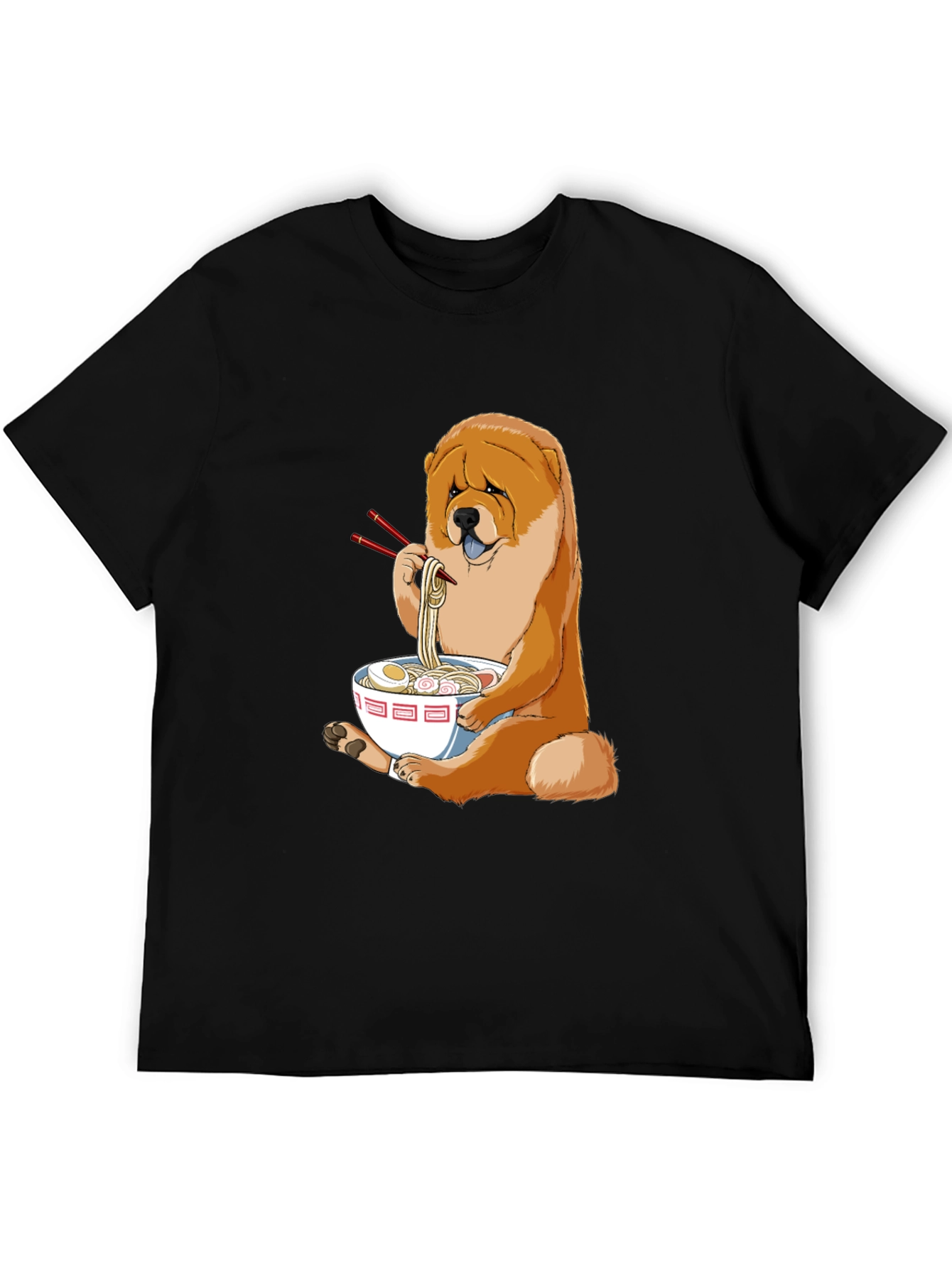 Dog Eating Ramen T-Shirt - Cute Chow Chow Design