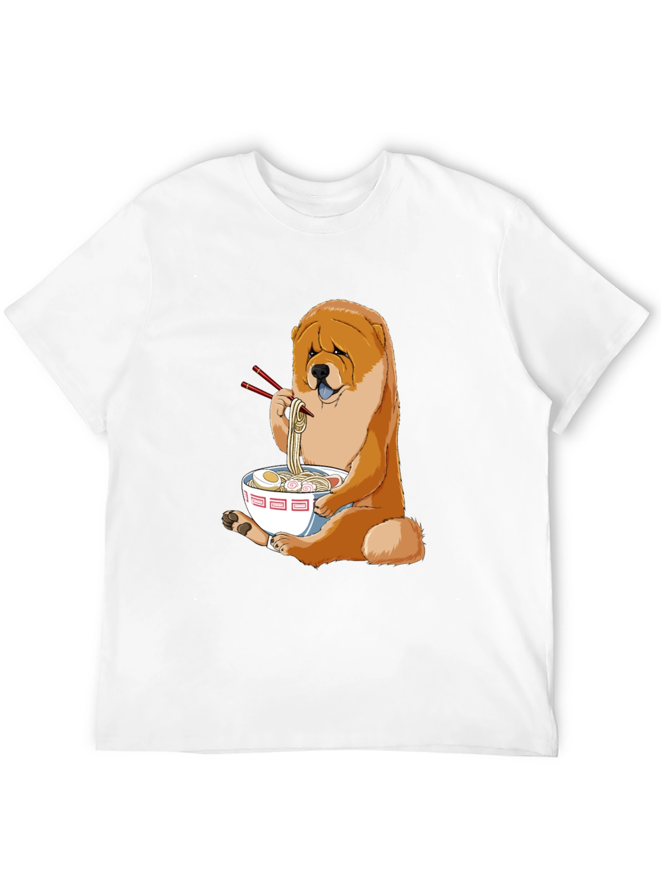 Dog Eating Ramen T-Shirt - Cute Chow Chow Design