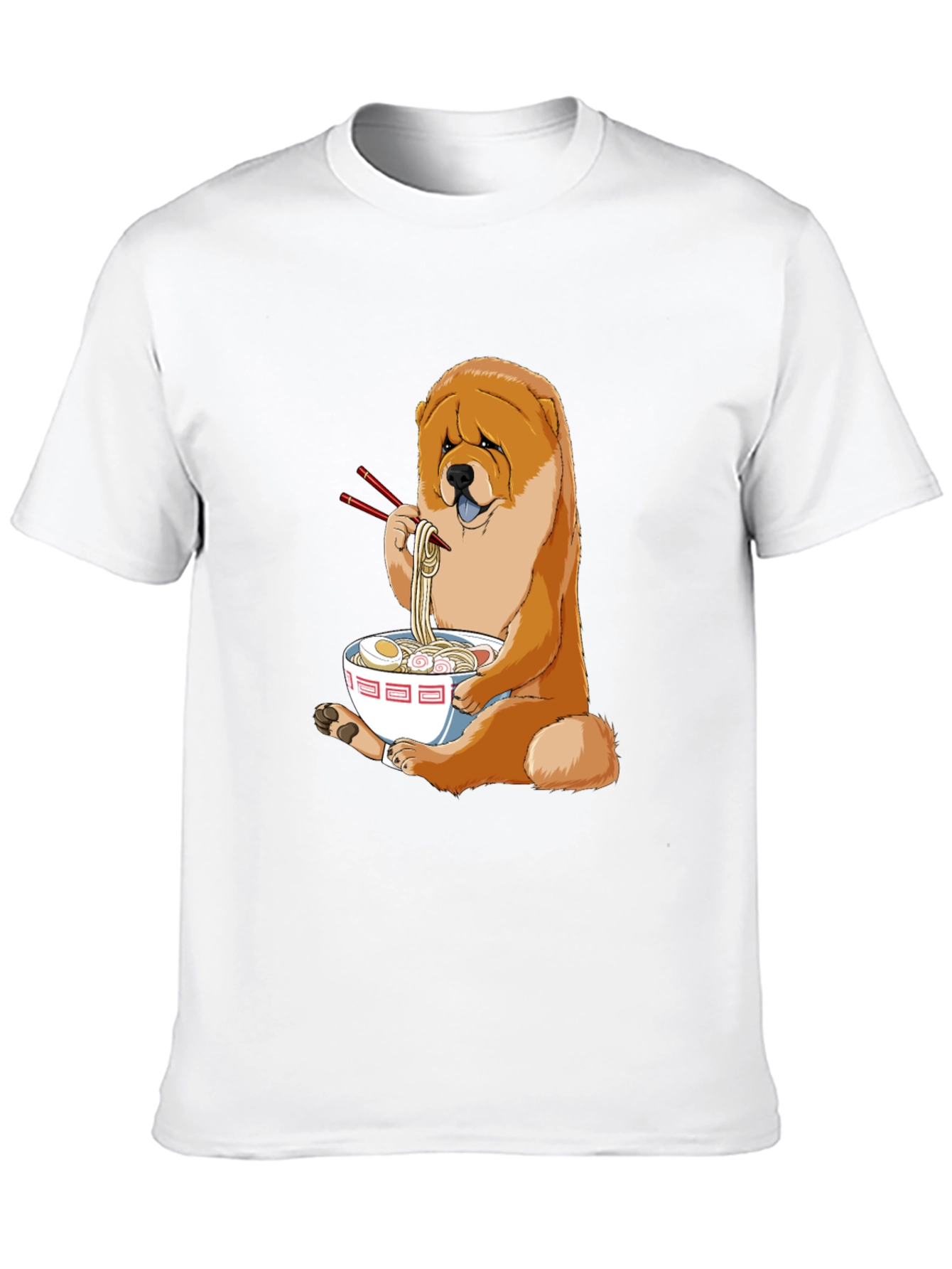 Dog Eating Ramen T-Shirt - Cute Chow Chow Design