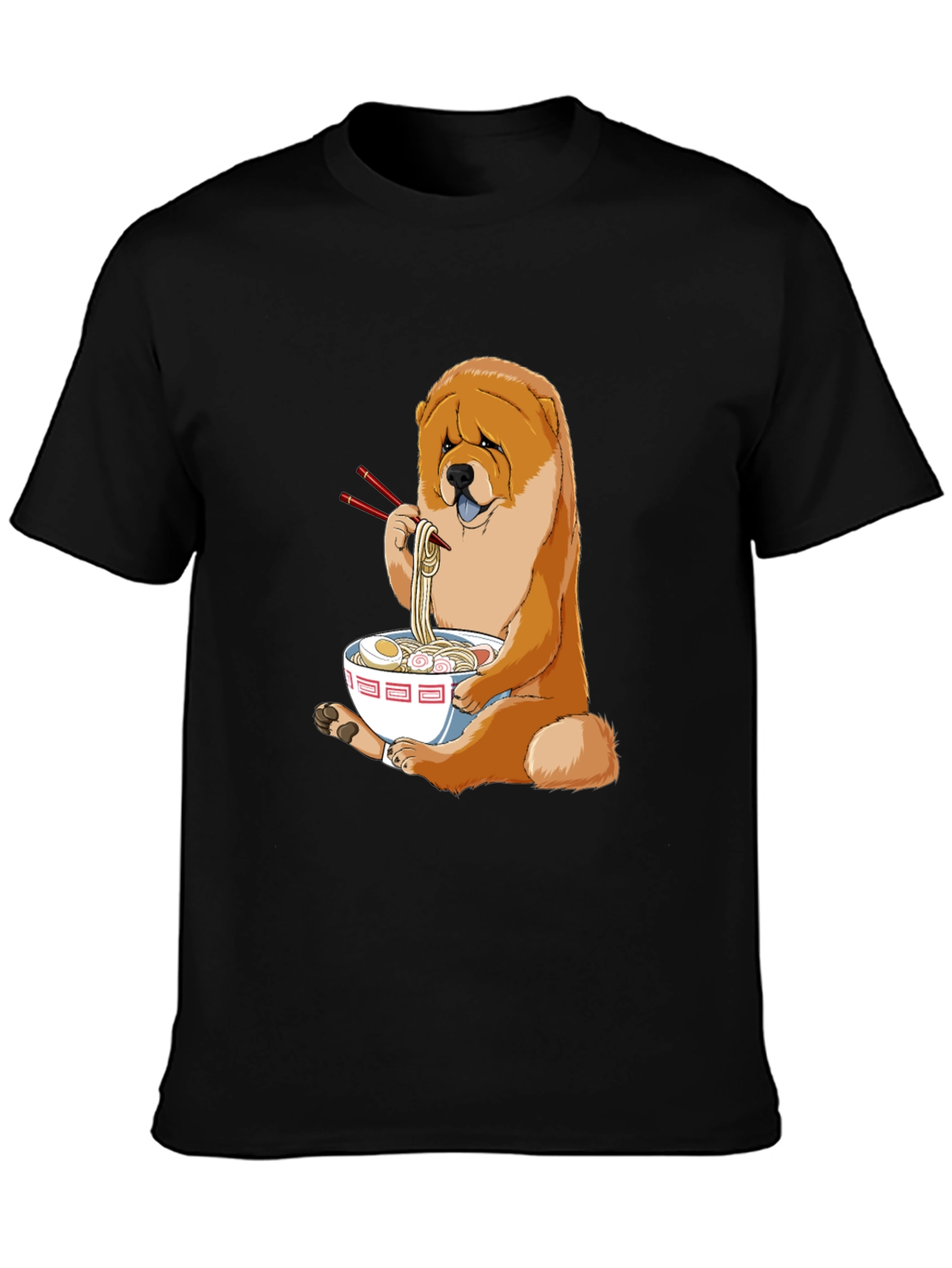 Dog Eating Ramen T-Shirt - Cute Chow Chow Design