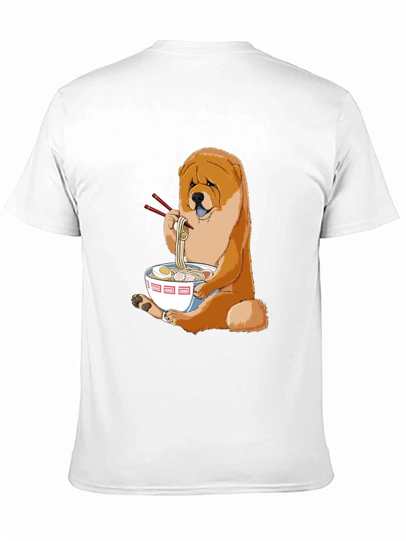 Dog Eating Ramen T-Shirt - Cute Chow Chow Design