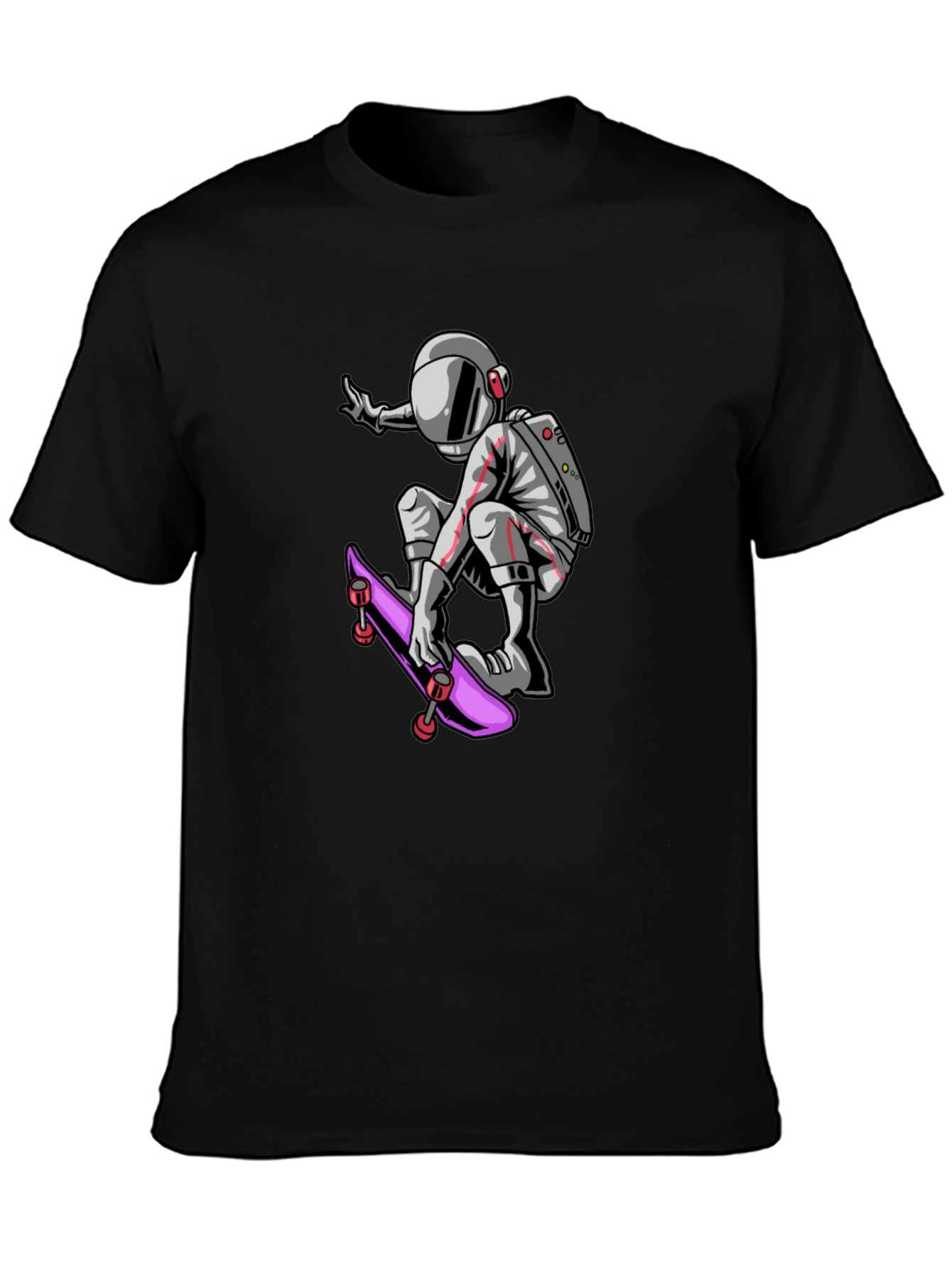 Skateboarding Astronaut Graphic Tee - Black