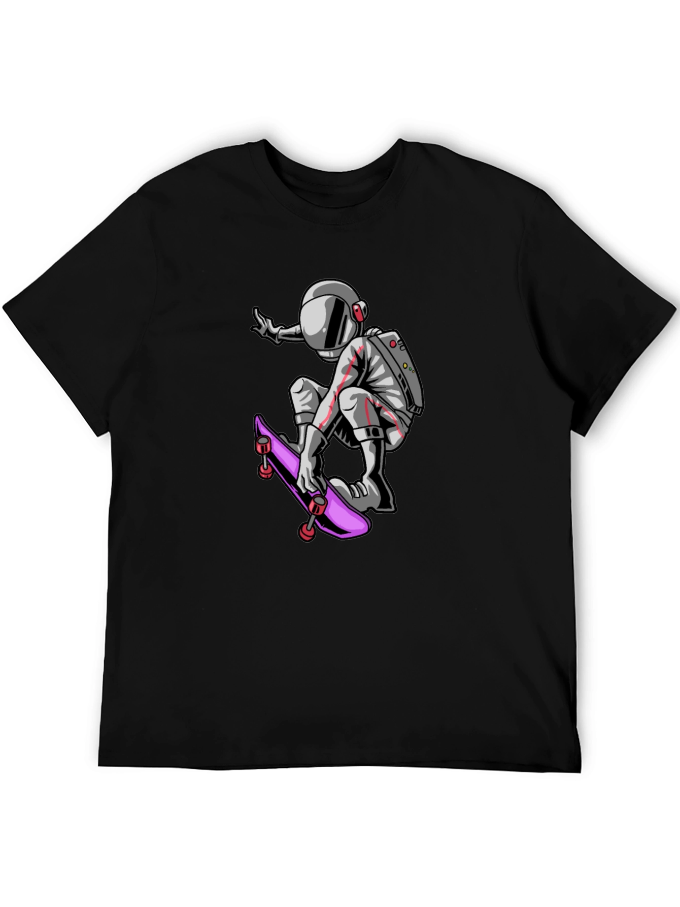 Skateboarding Astronaut Graphic Tee - Black