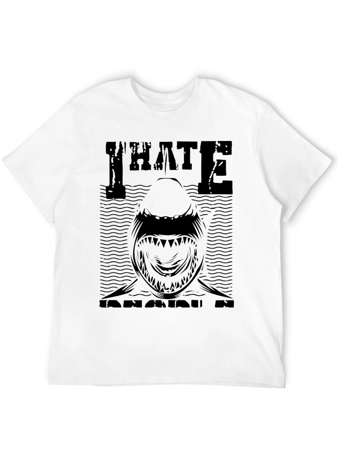 I Hate Sharks Graphic Print Mens T-Shirt