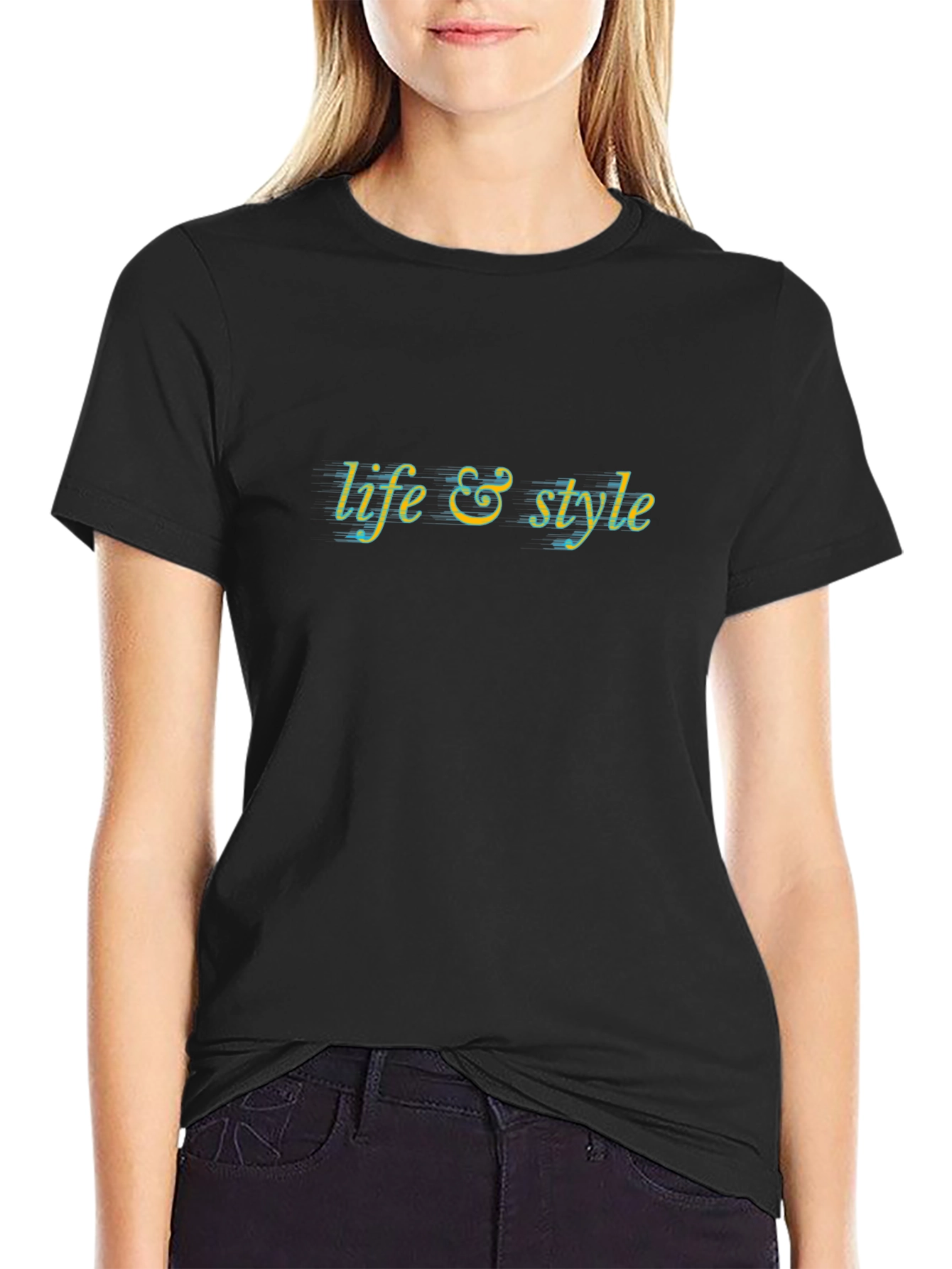 Life & Style Graphic Tee - Black Cotton Blend