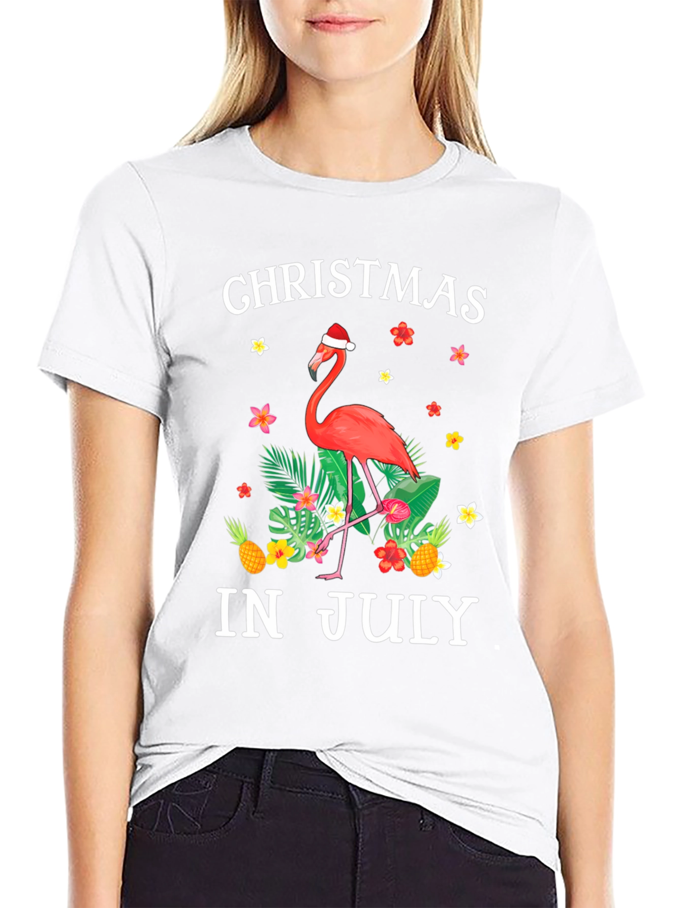 Christmas in July Flamingo T-Shirt