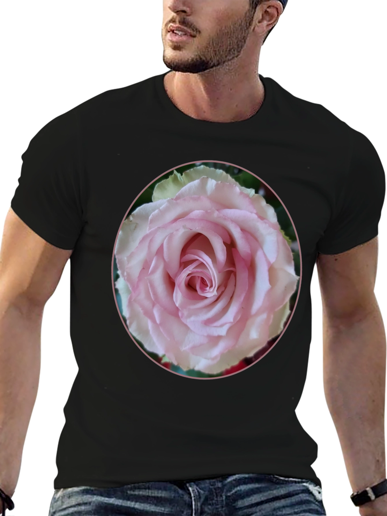 Rose Graphic Tee - Black Stylish Floral Design